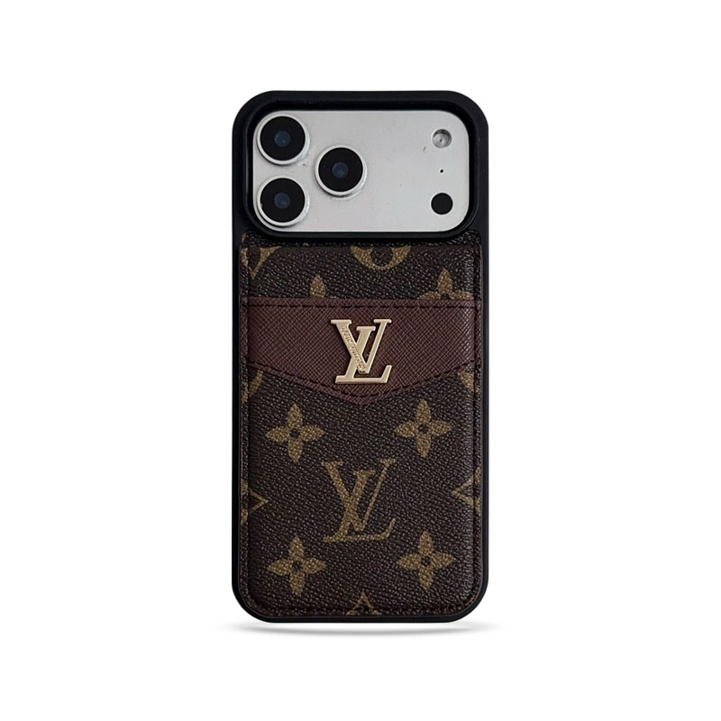 Luxury Leather Monogram iPhone Case With Card Holder -SXK251315