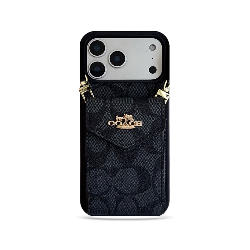 Leather CH iPhone Case With Card Holder And Strap-DKP251105