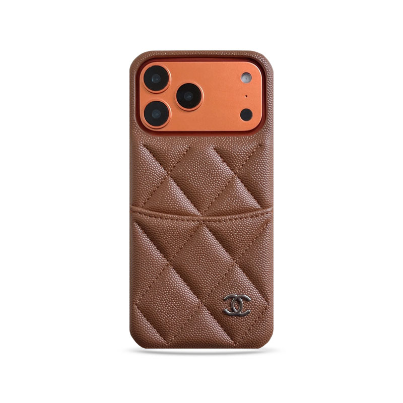 Classic Leather CC iPhone Case With Card Holder Brown For iPhone 17 Series-GECC034