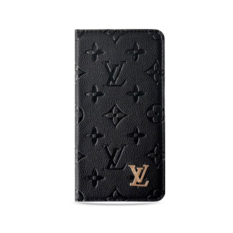 Premium Leather Folio Monogram iPhone Case With Card Holder-GEHYL001
