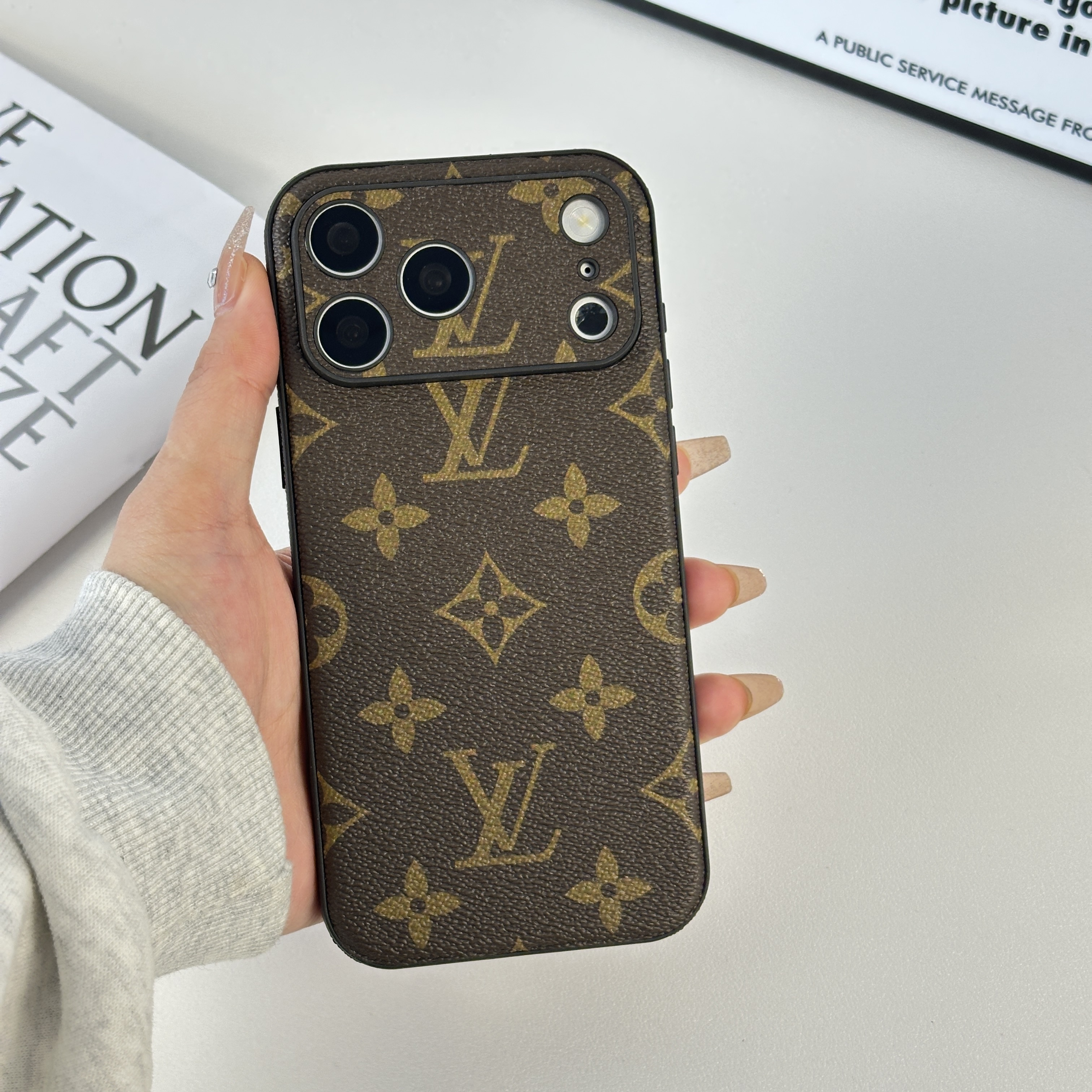 Luxury Leather Monogram iPhone Case For iPhone 17 Series-GELV039
