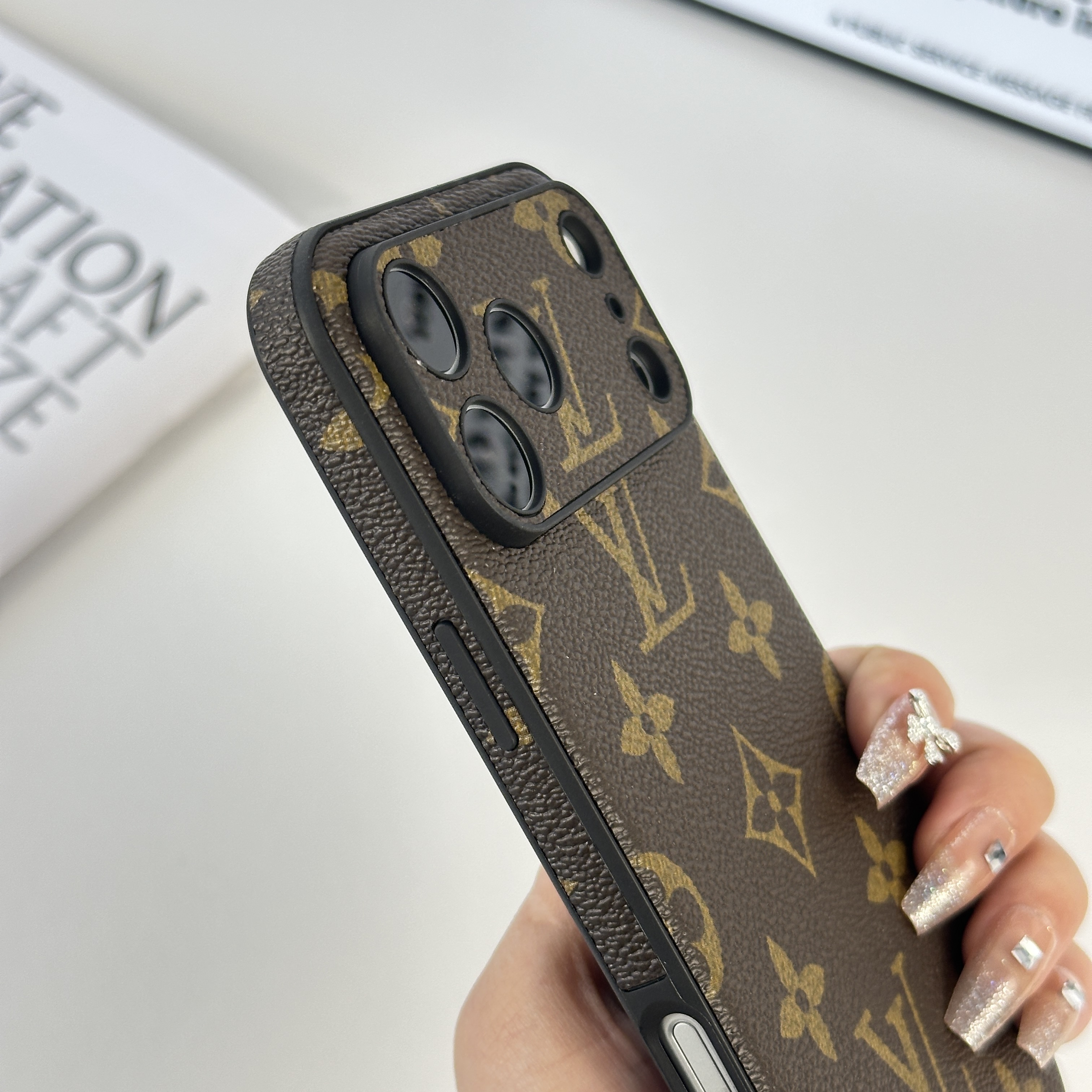 Luxury Leather Monogram iPhone Case For iPhone 17 Series-GELV039