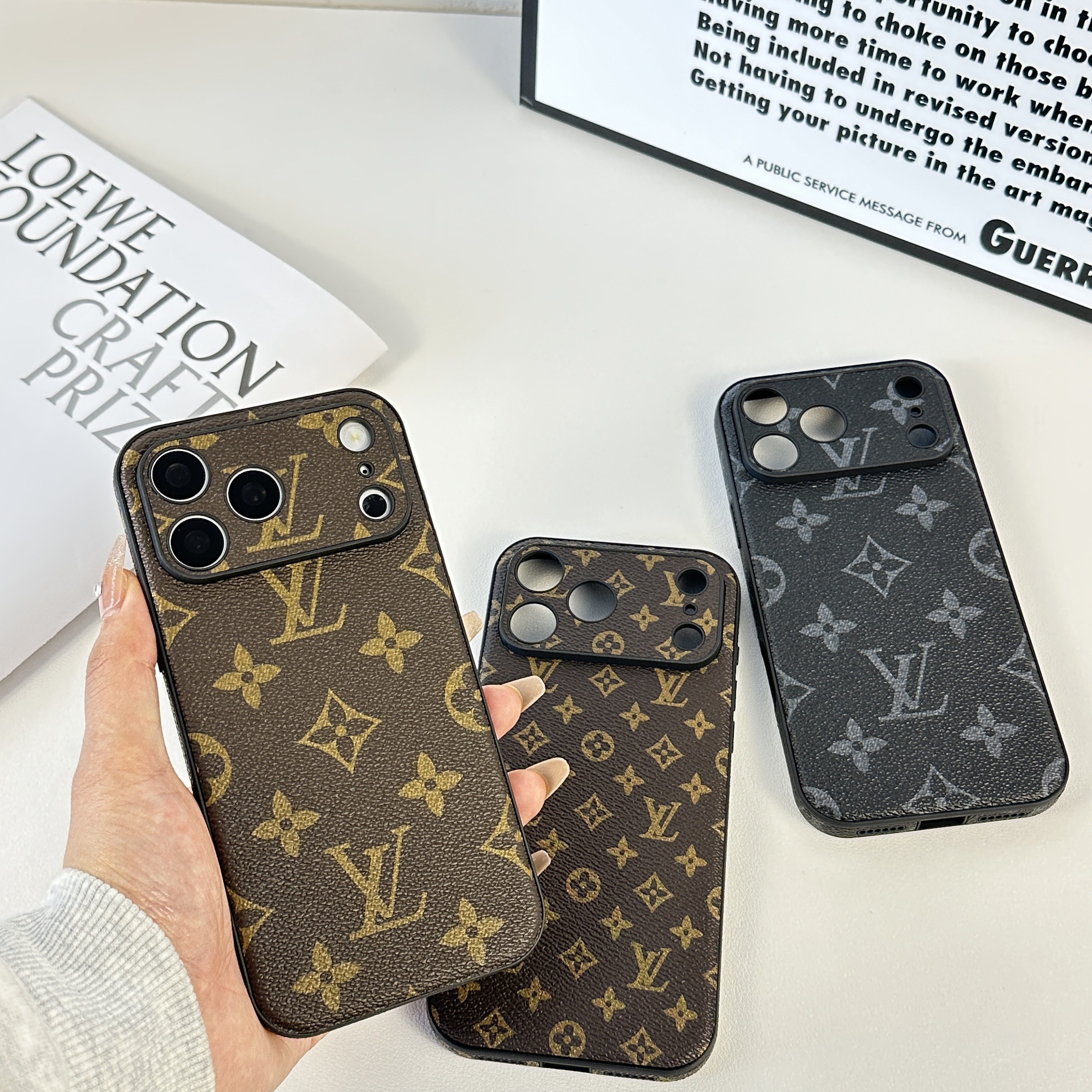 Luxury Leather Monogram iPhone Case For iPhone 17 Series-GELV039