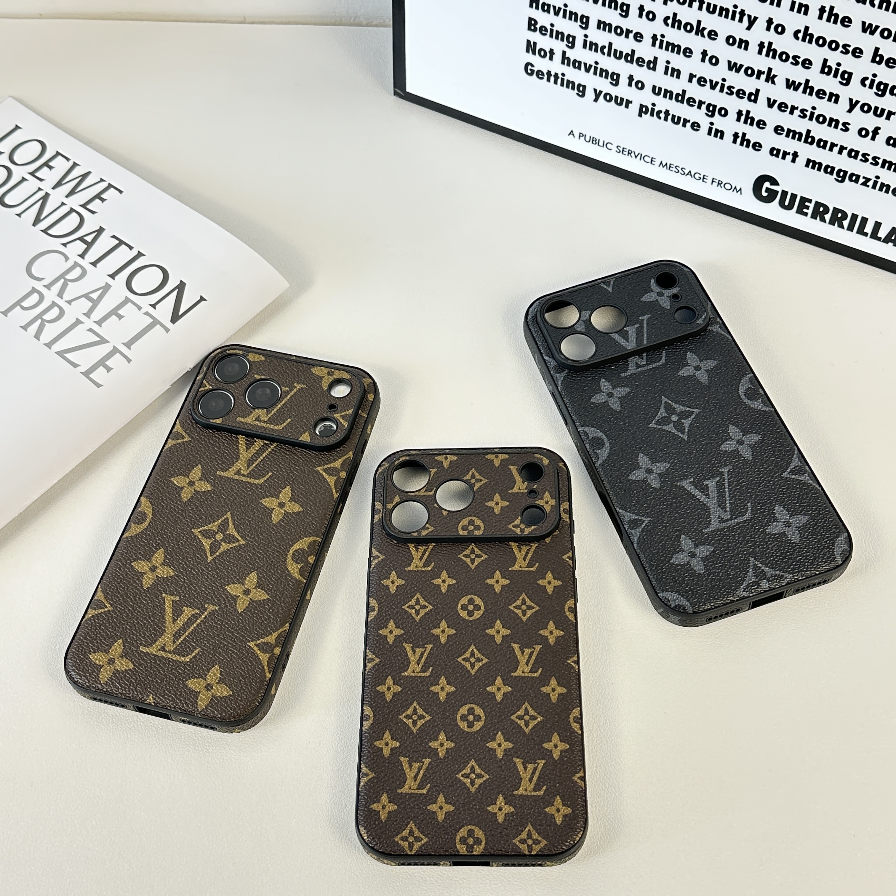 Luxury Leather Monogram iPhone Case For iPhone 17 Series-GELV039