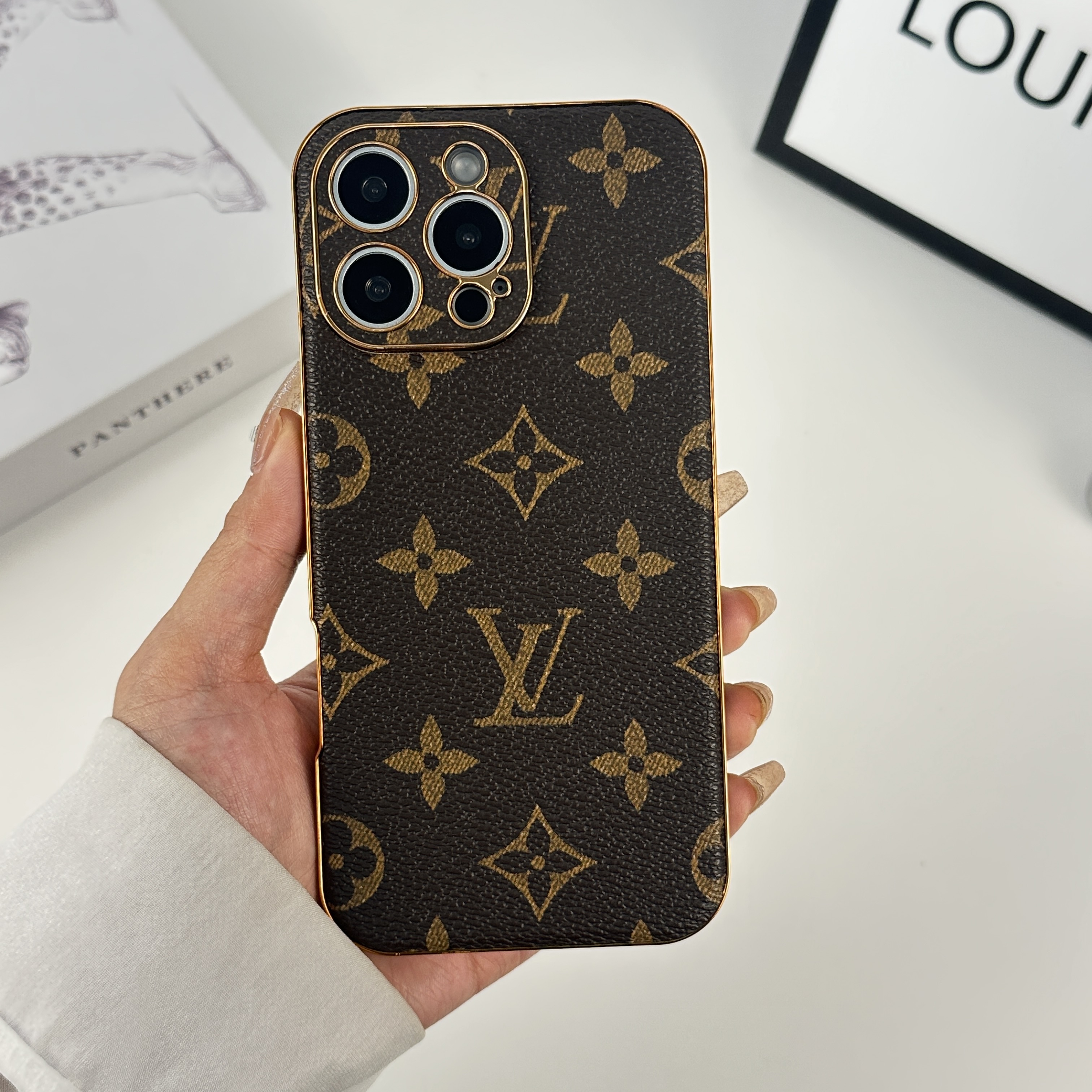 Stylish Leather Monogram iPhone Case For iPhone 17 Series-GELV050