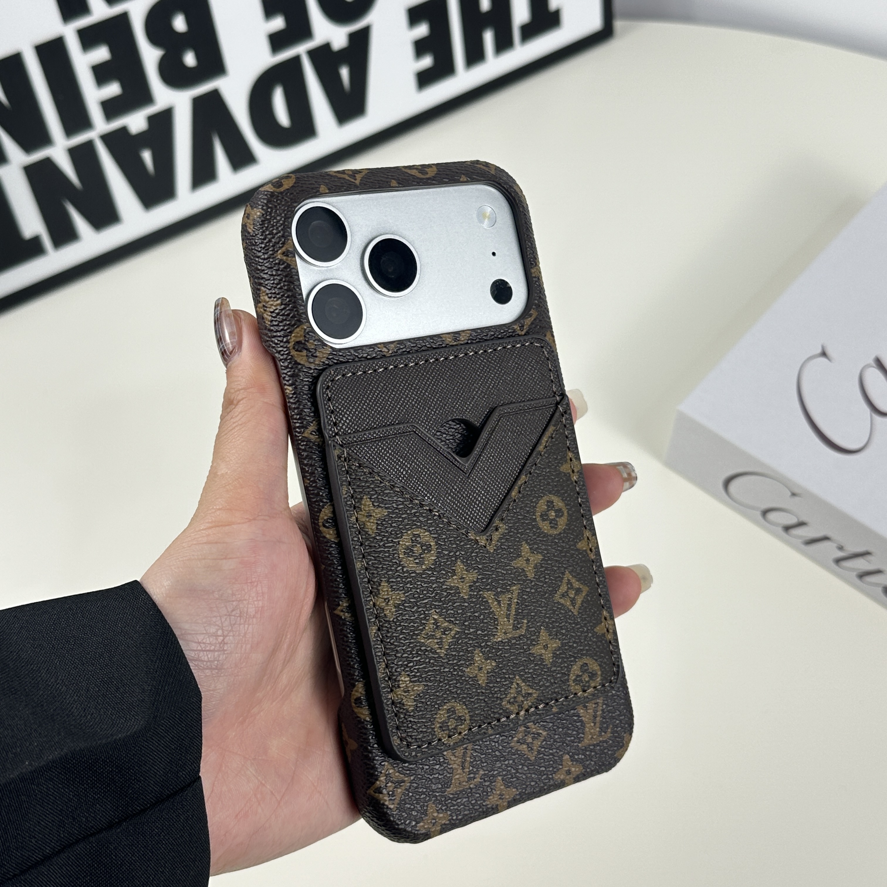 Luxury Leather Monogram Magnetic Wallet Small Printing-GELV075