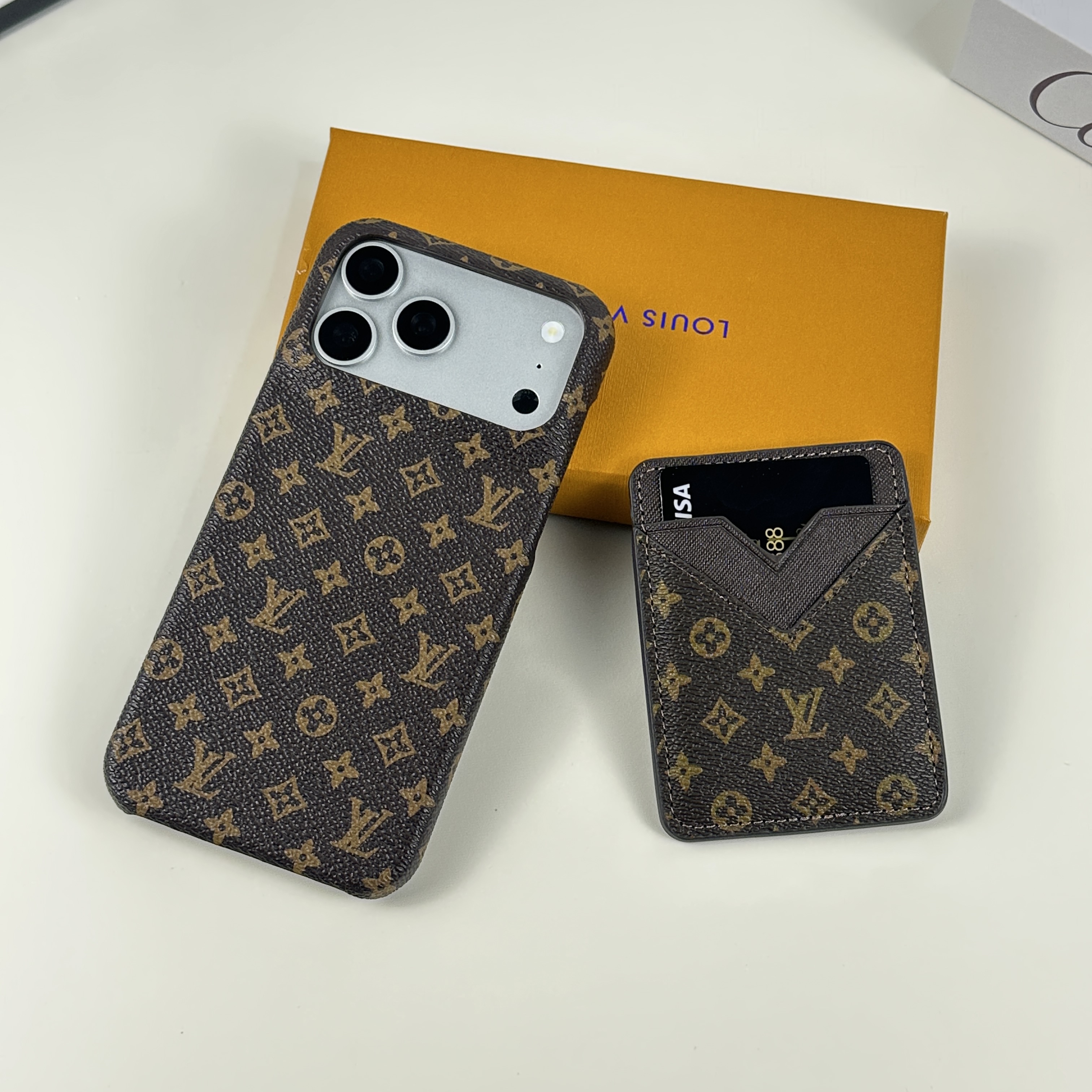 Luxury Leather Monogram Magnetic Wallet Small Printing-GELV075