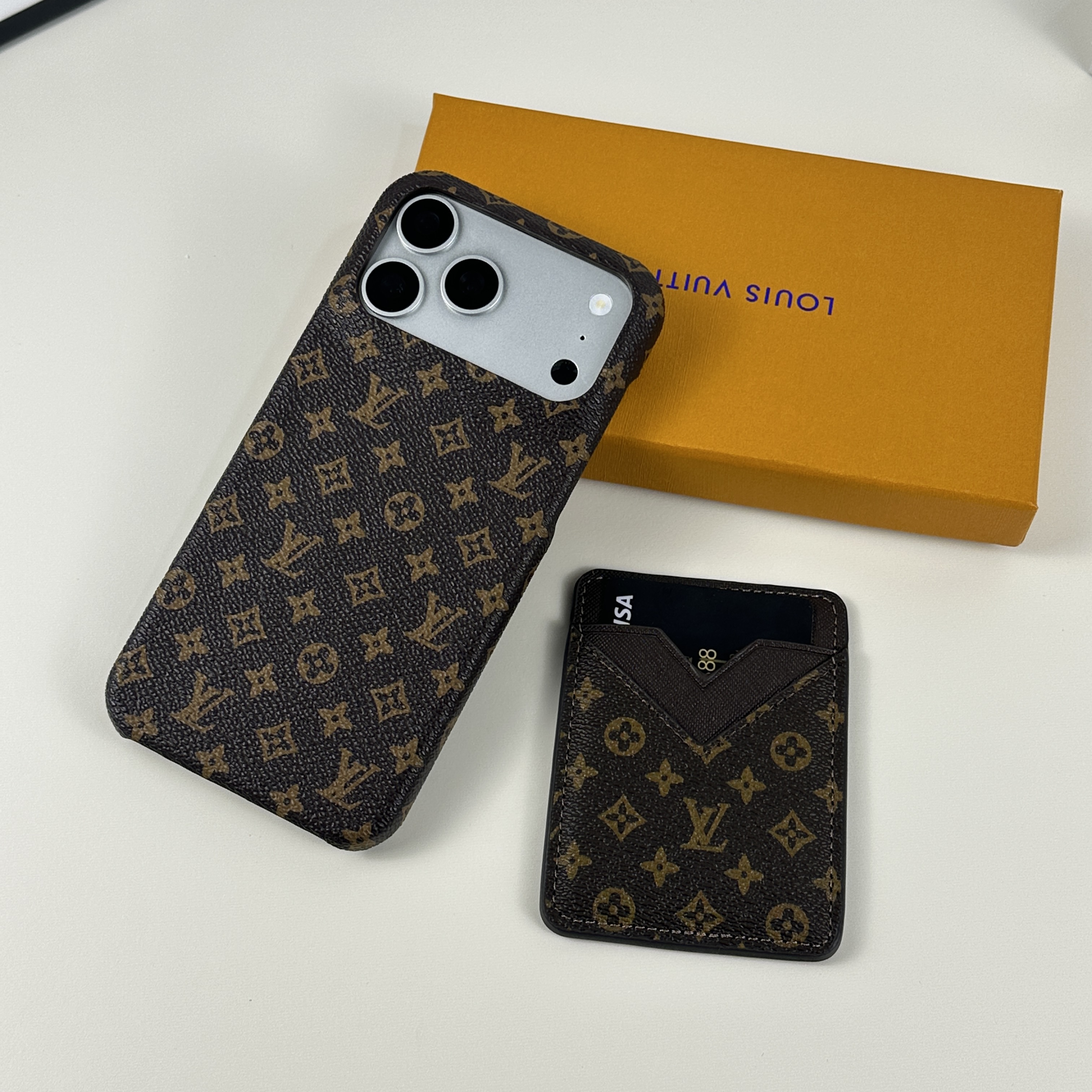 Luxury Leather Monogram Magnetic Wallet Small Printing-GELV075