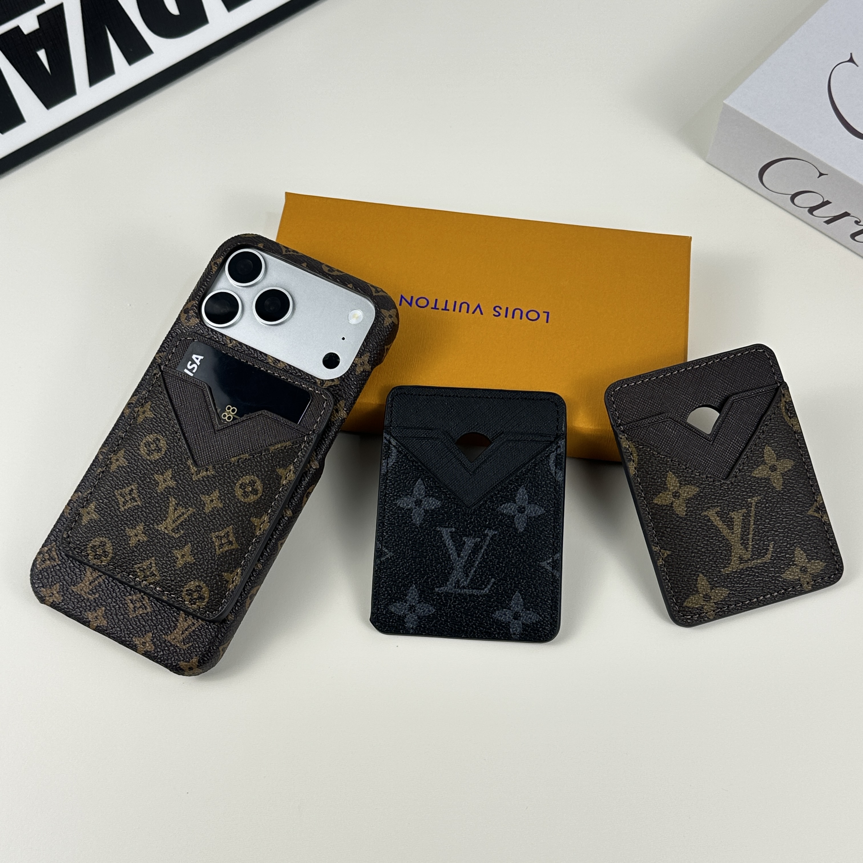 Luxury Leather Monogram Magnetic Wallet Small Printing-GELV075