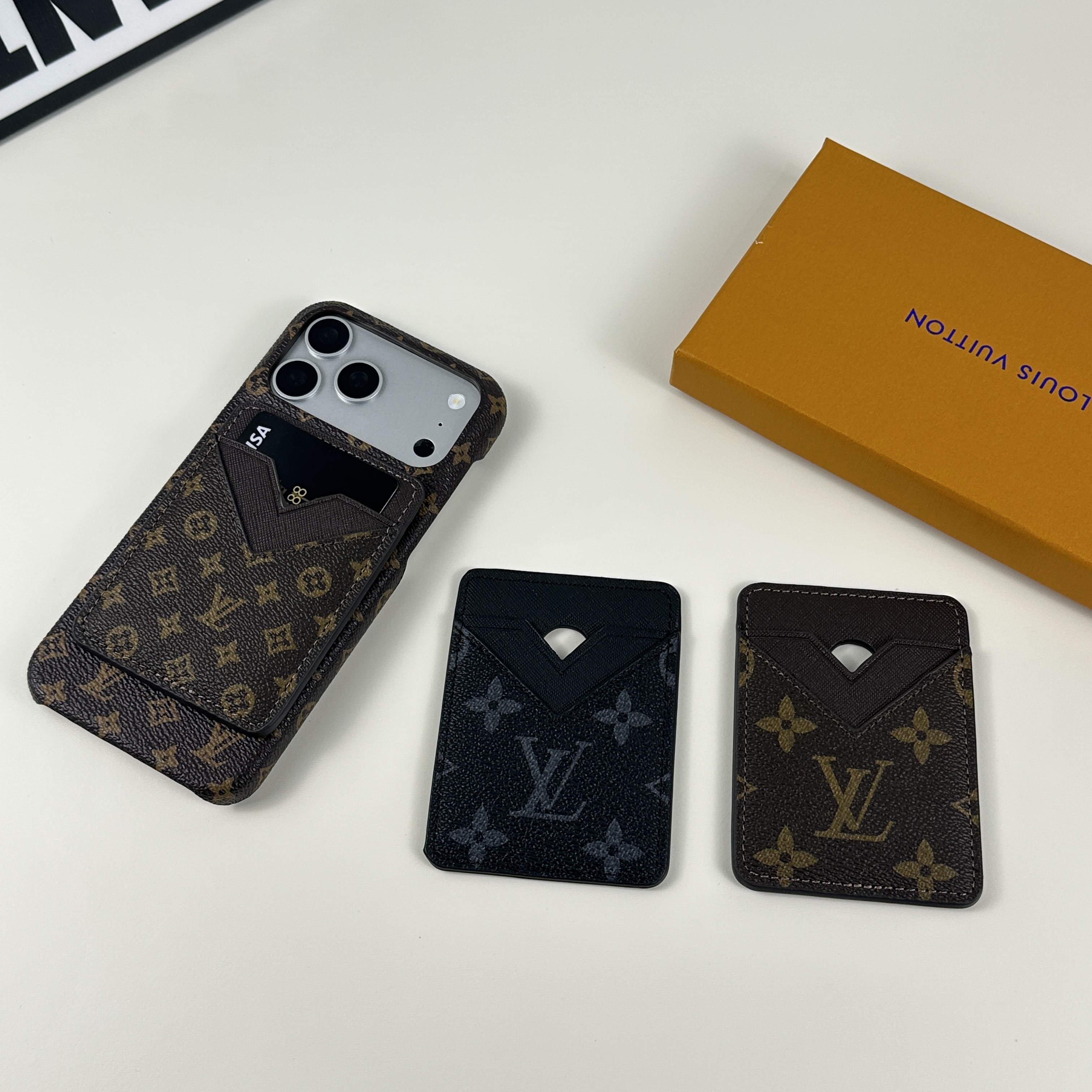 Luxury Leather Monogram Magnetic Wallet Small Printing-GELV075