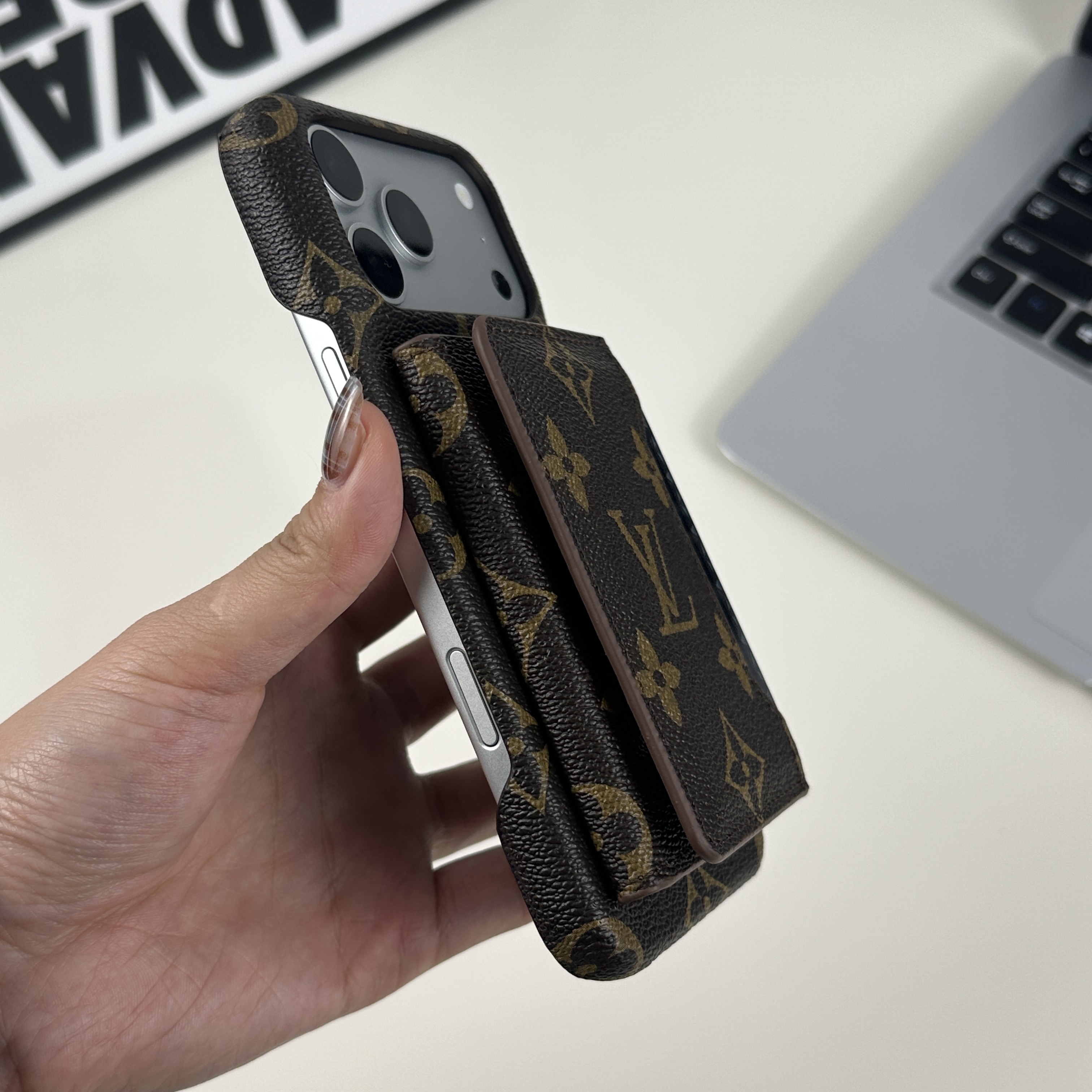 Luxury Leather Monogram Magnetic Wallet Big Printing-GELV077