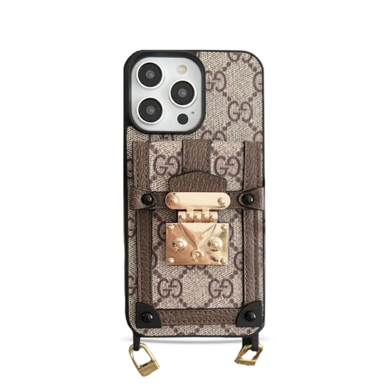 GG iPhone Case With Wallet And Strap Black -TDK240330-GTOCASE