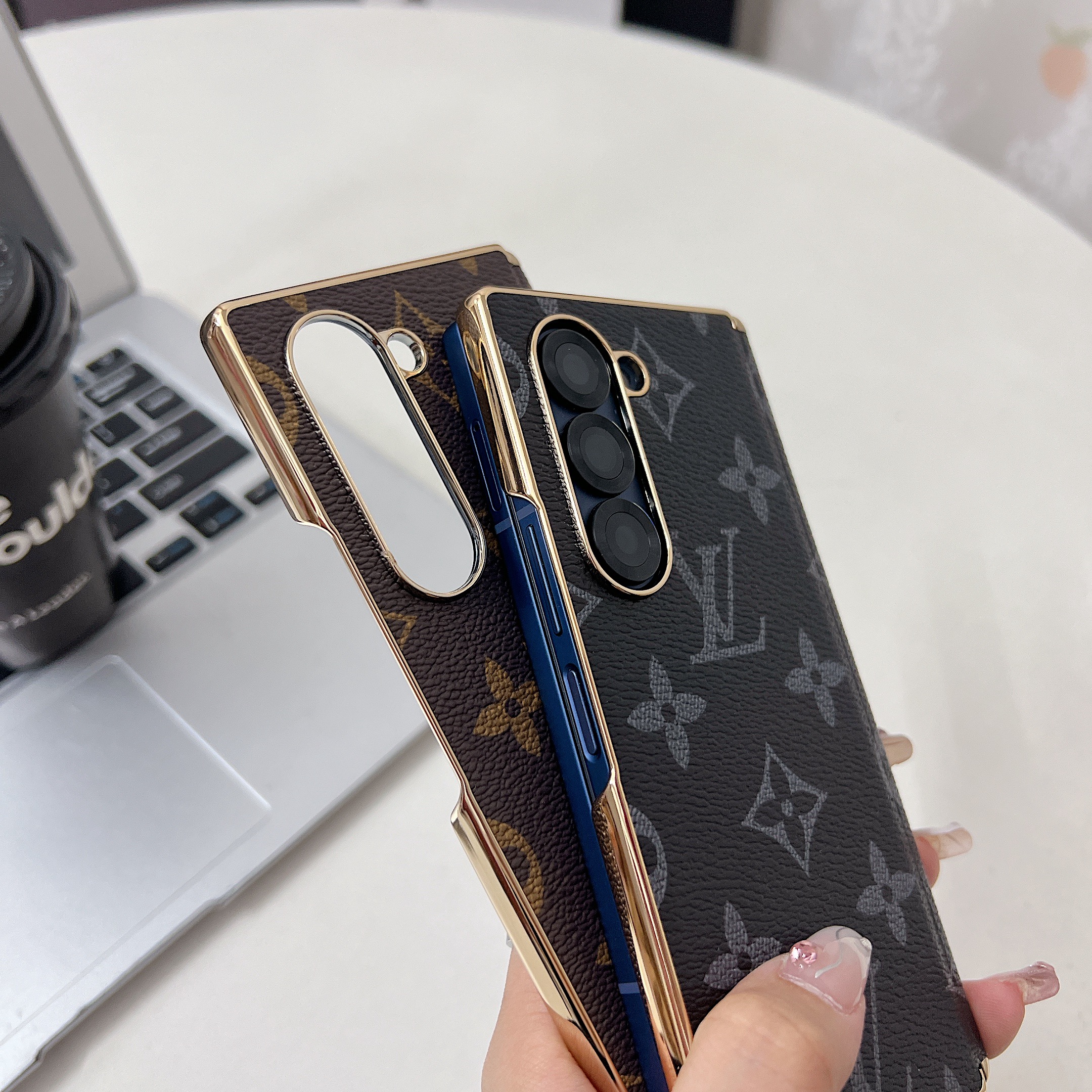 Classic Leather Monogram Samsung Galaxy Z Fold Series Case-GELV106