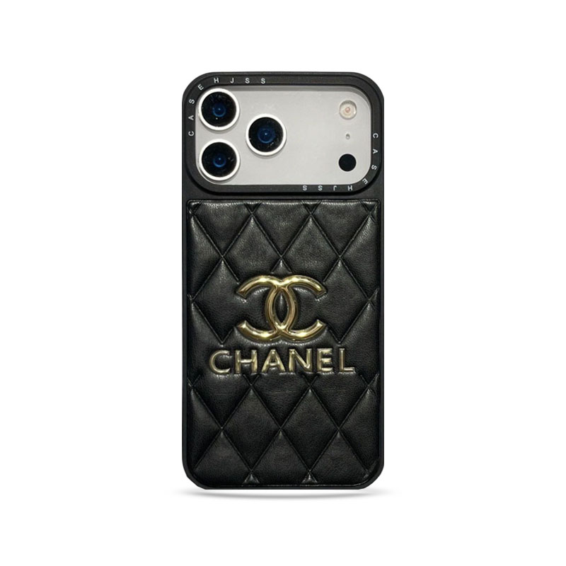 Luxury Leather CC iPhone Case For iPhone 17 Series Black-YHK251746
