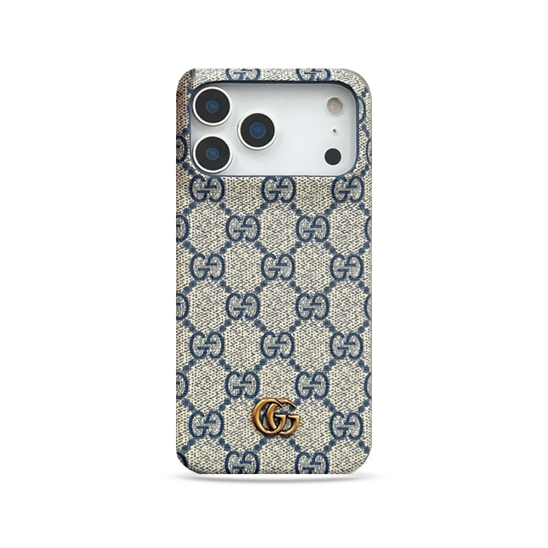 Classic Leather GG iPhone Case For iPhone 17 Series Blue-CJK251023