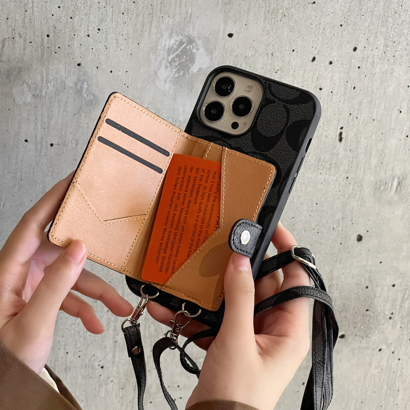 CH iPhone Case With Wallet And Strap Brown -SZK240402-GTOCASE
