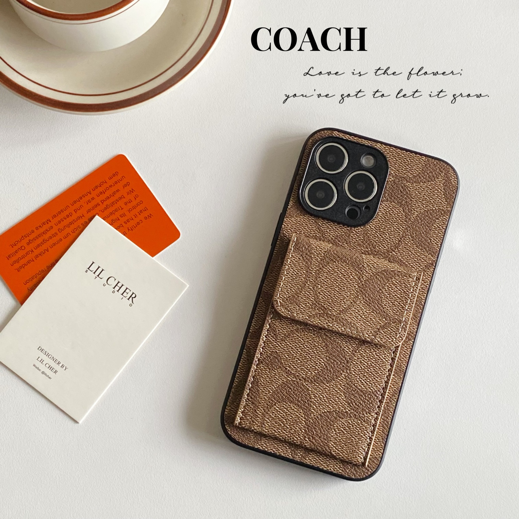 CH iPhone Case With Wallet Light Brown-HP240513-GTOCASE