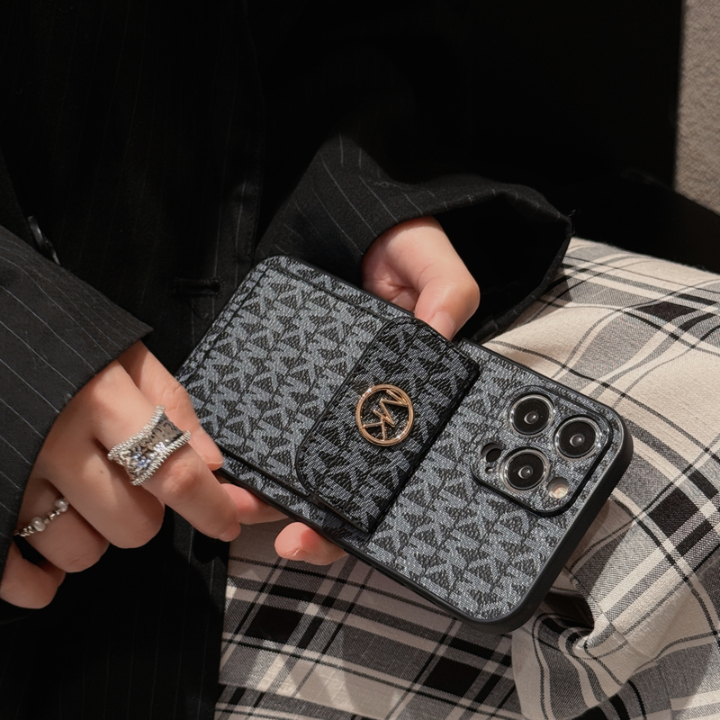 Leather MK iPhone Case With Card Holder-BHK251503
