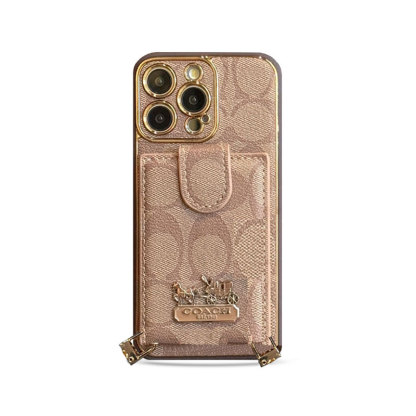 Leather CH Case With Wallet For iPhone And Strap For iPhone Coffee-LLB241737-GTOCASE