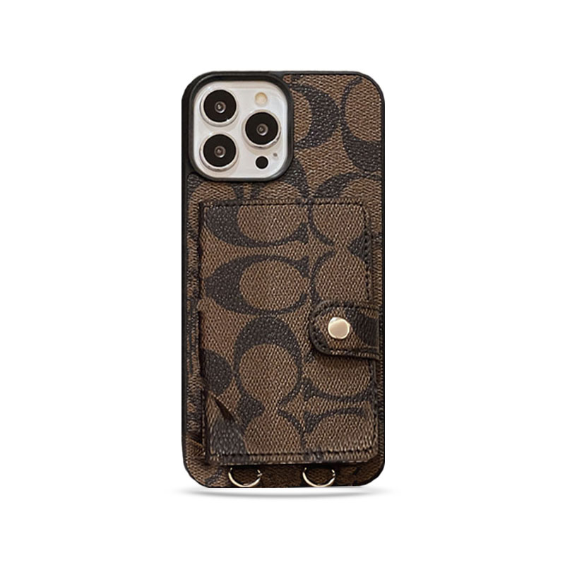 CH  iPhone Case With Wallet And  Strap Brown -SZK240402-GTOCASE