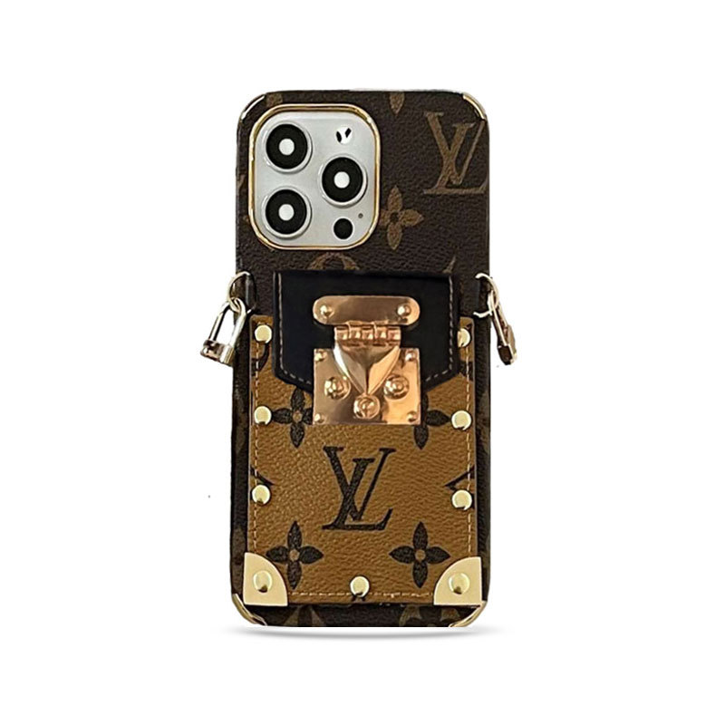Monogram iPhone Case With Card Holder and Strap Black-QBS240113-GTOCASE