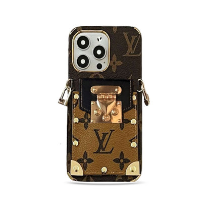 Monogram iPhone Case With Card Holder and Strap Black-QBS240113-GTOCASE