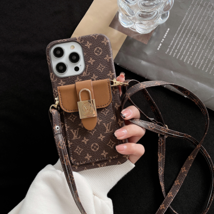 Monogram iPhone Case With Card Holder and Strap Brown-ZST231113-GTOCASE