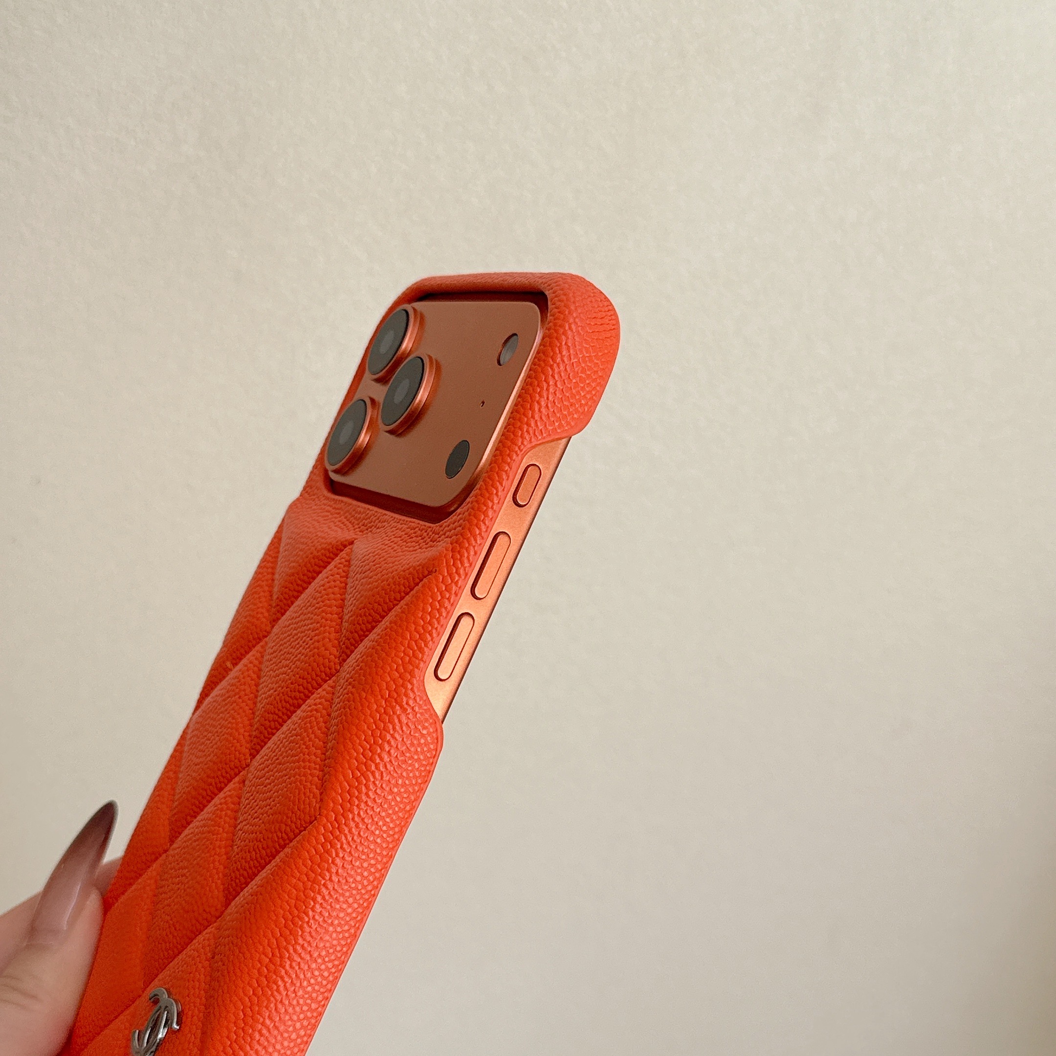 Elegant Leather CC iPhone Case Orange For iPhone 17 Series-GECC035