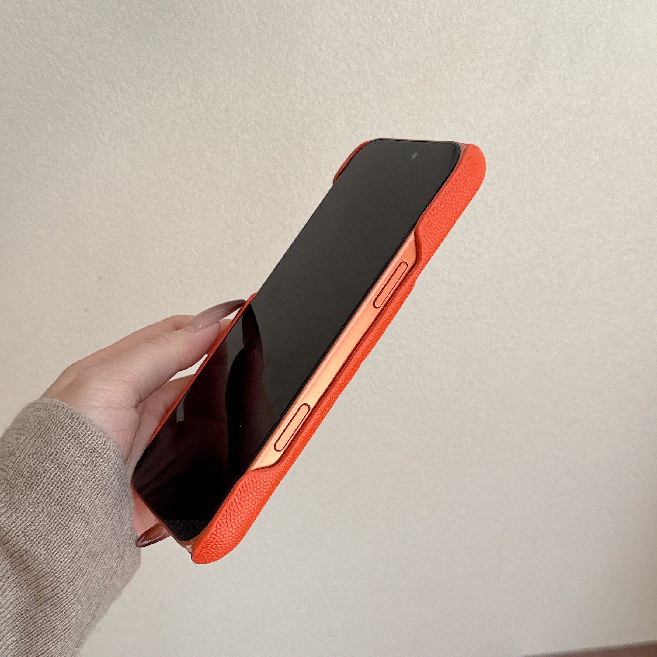 Elegant Leather CC iPhone Case Orange For iPhone 17 Series-GECC035