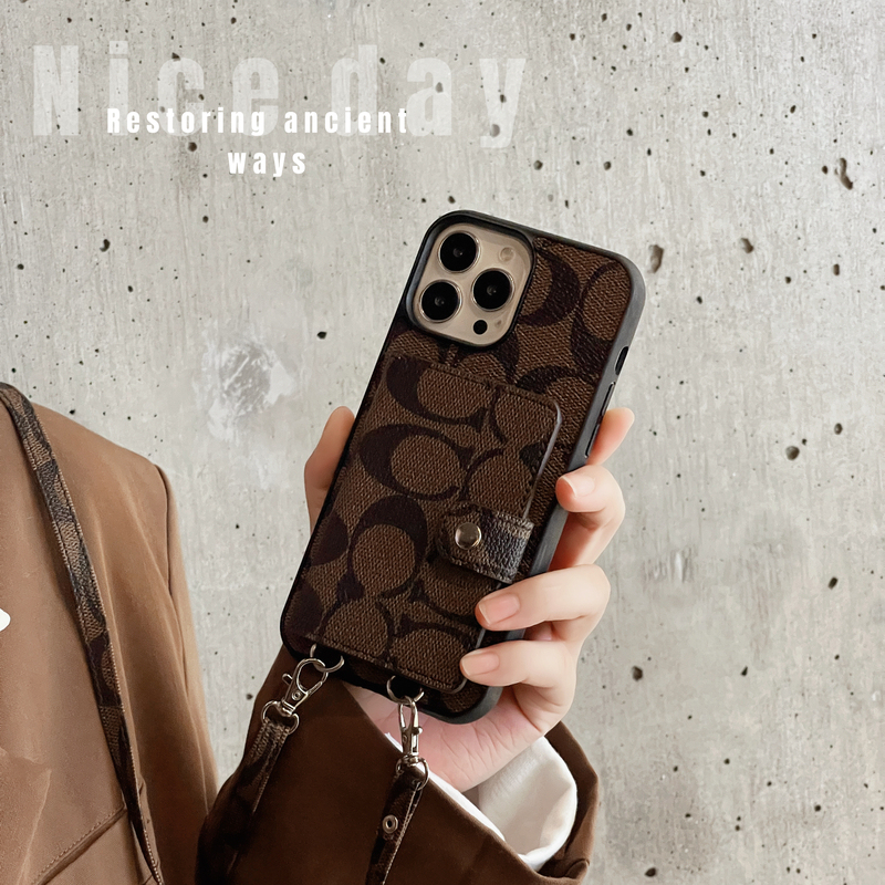 CH iPhone Case With Wallet And Strap Brown -SZK240402-GTOCASE