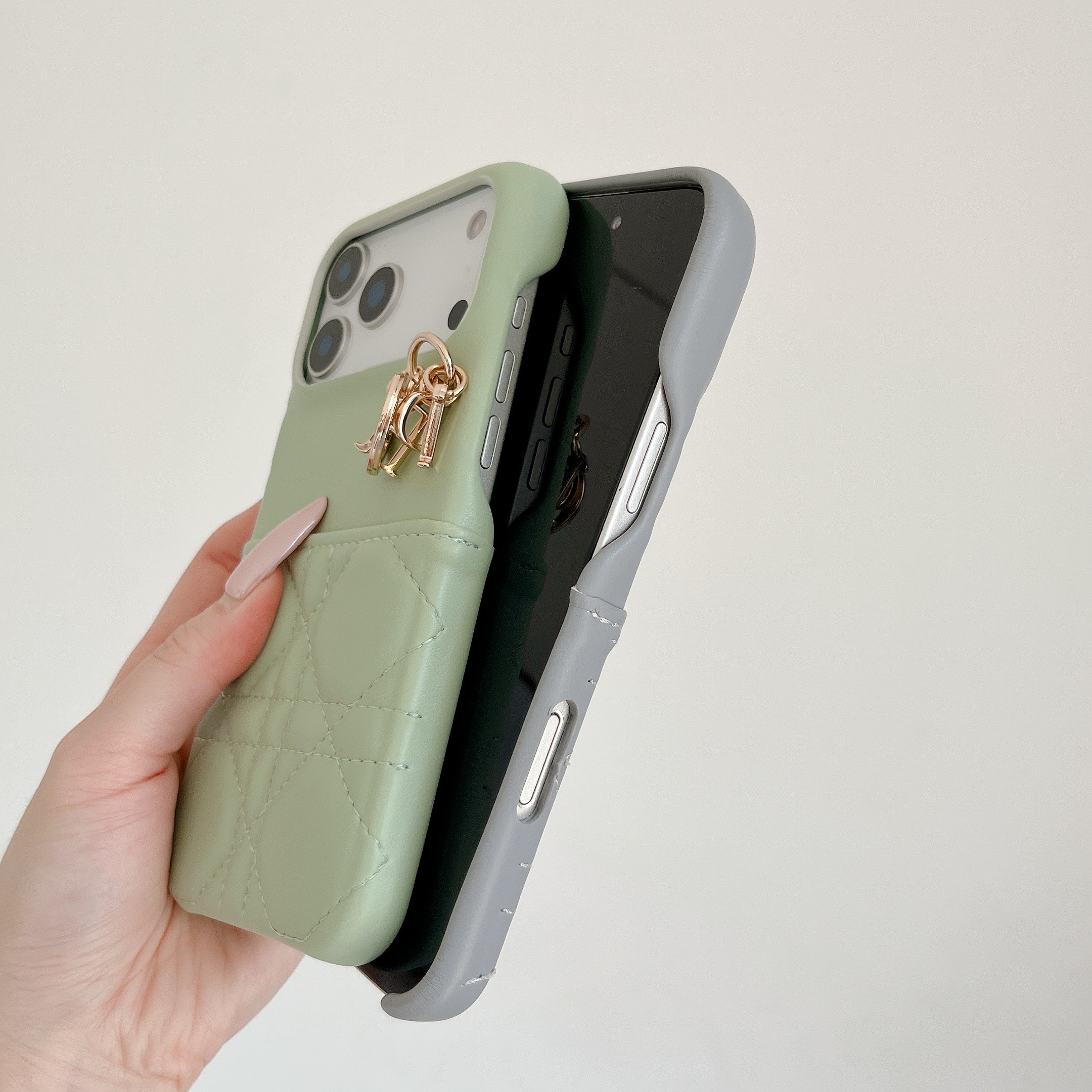 Stylish Leather CD iPhone Case With Card Holder Black For iPhone 17 Series-GECD019