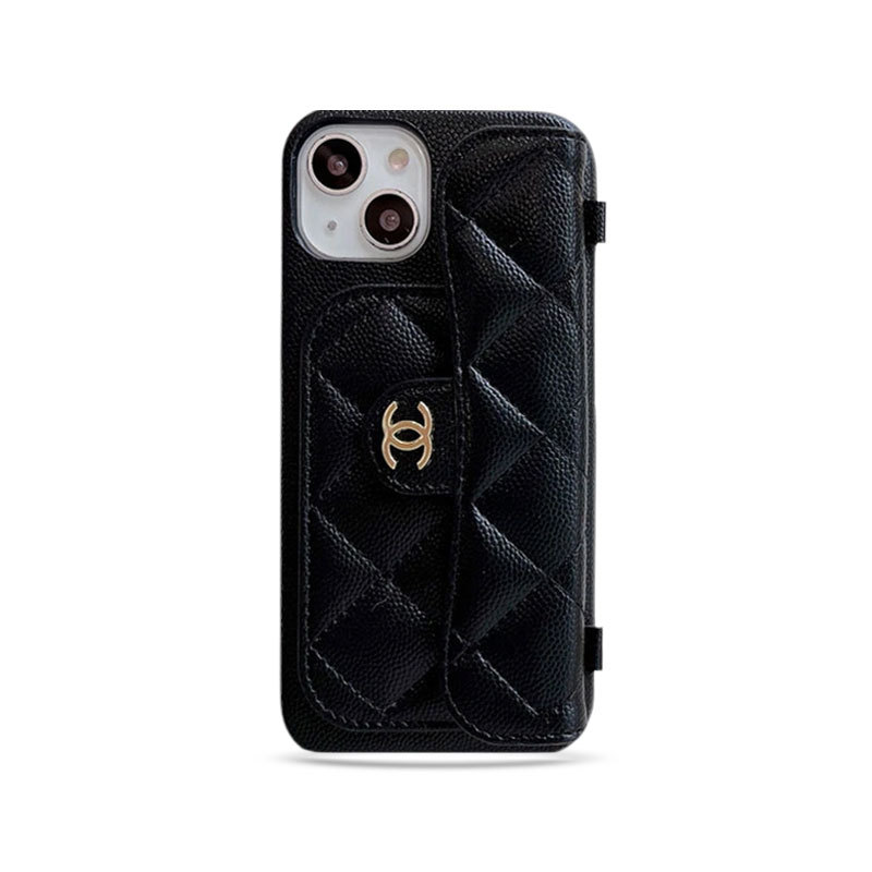 CC iPhone Case With Card Holder And Strap Black -SLK240104-GTOCASE
