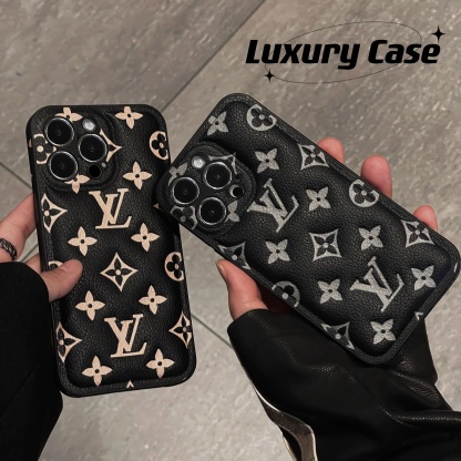Leather Monogram iPhone Case Black Printing-QBK251512-GTOCASE