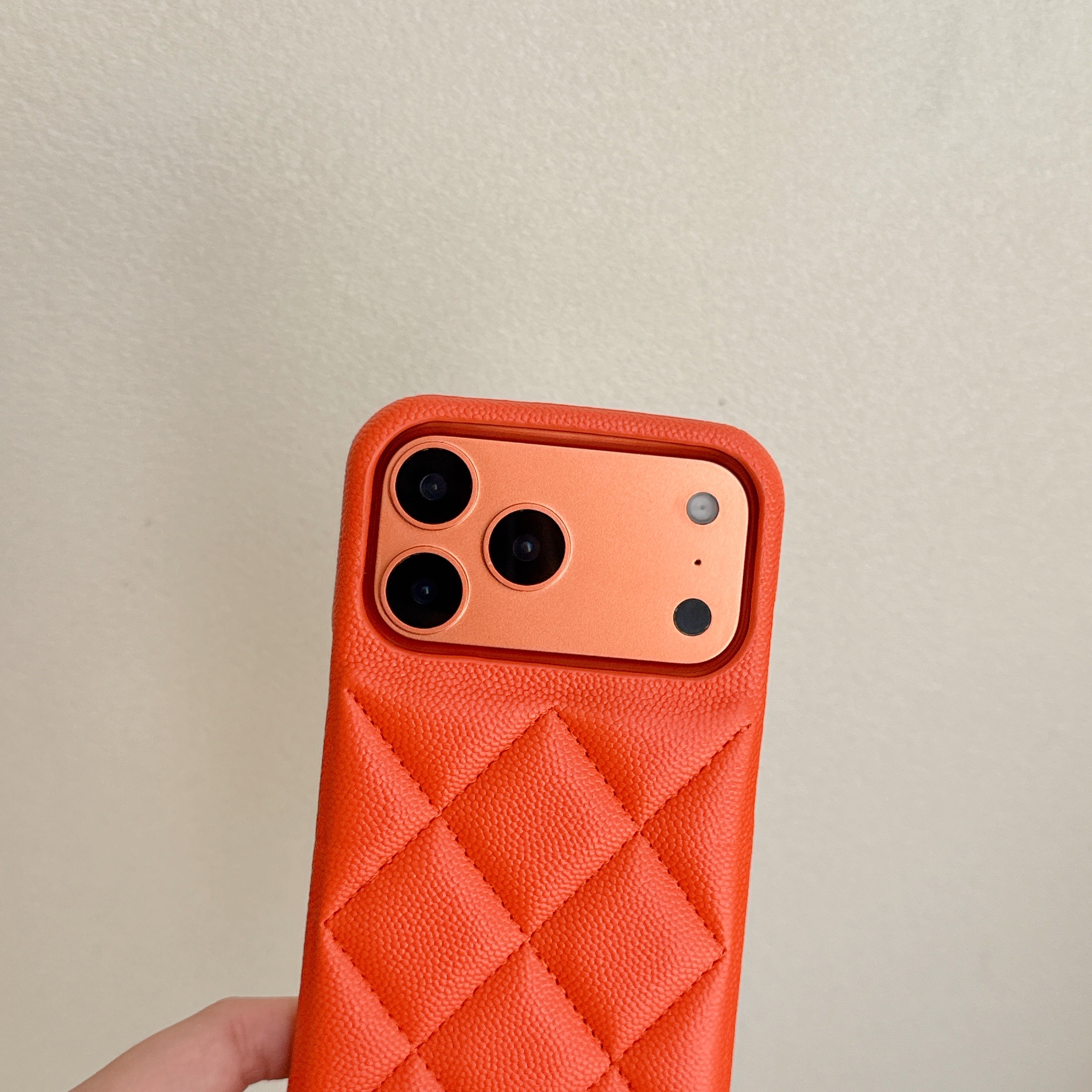 Elegant Leather CC iPhone Case Orange For iPhone 17 Series-GECC035
