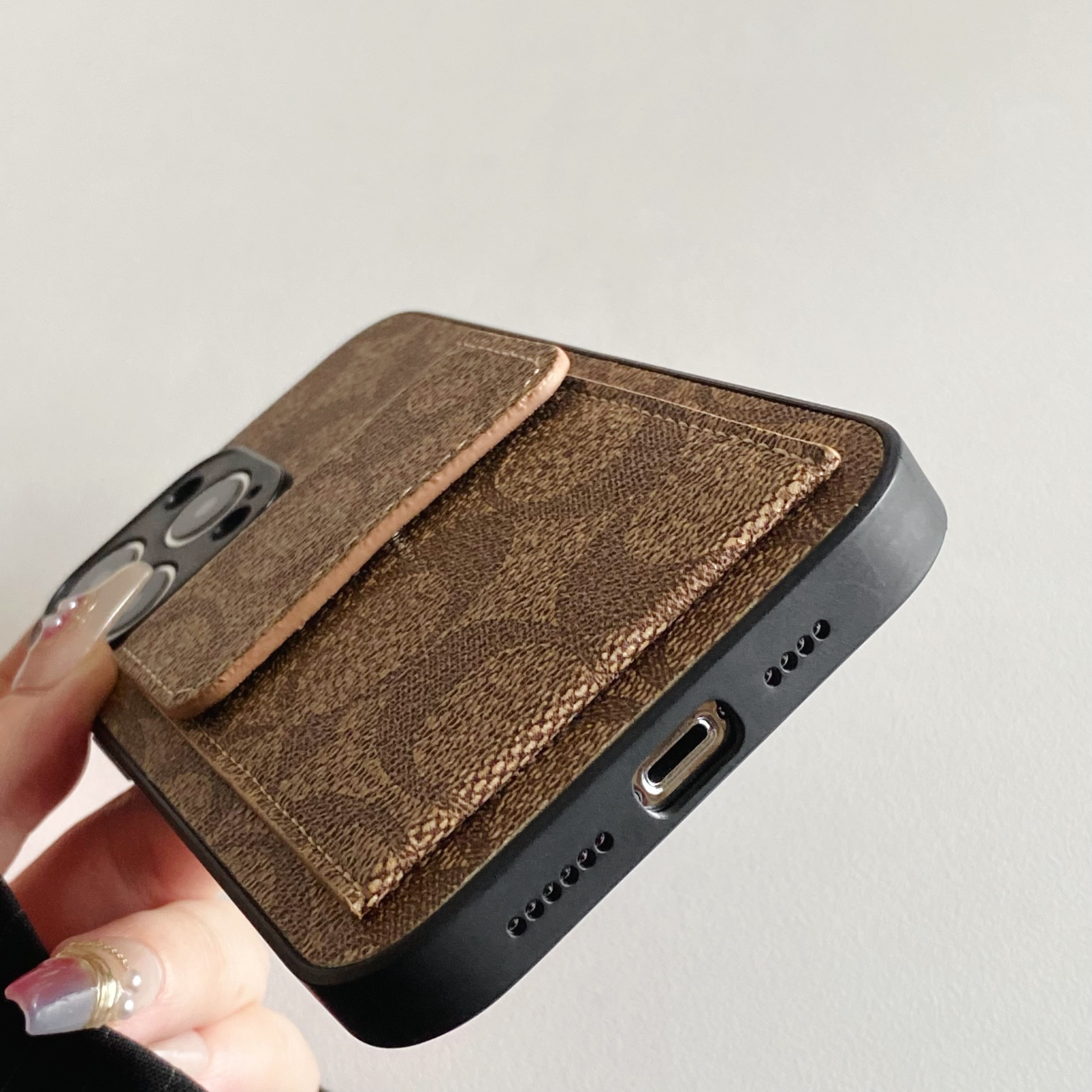 CH  iPhone Case With  Wallet Light Brown-HP240513-GTOCASE