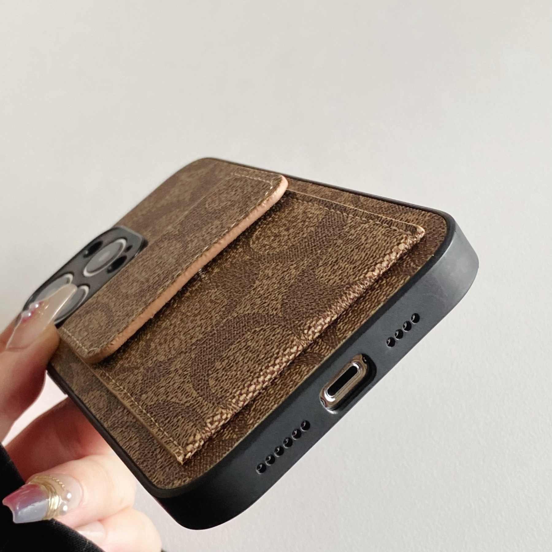 CH iPhone Case With Wallet Light Brown-HP240513-GTOCASE