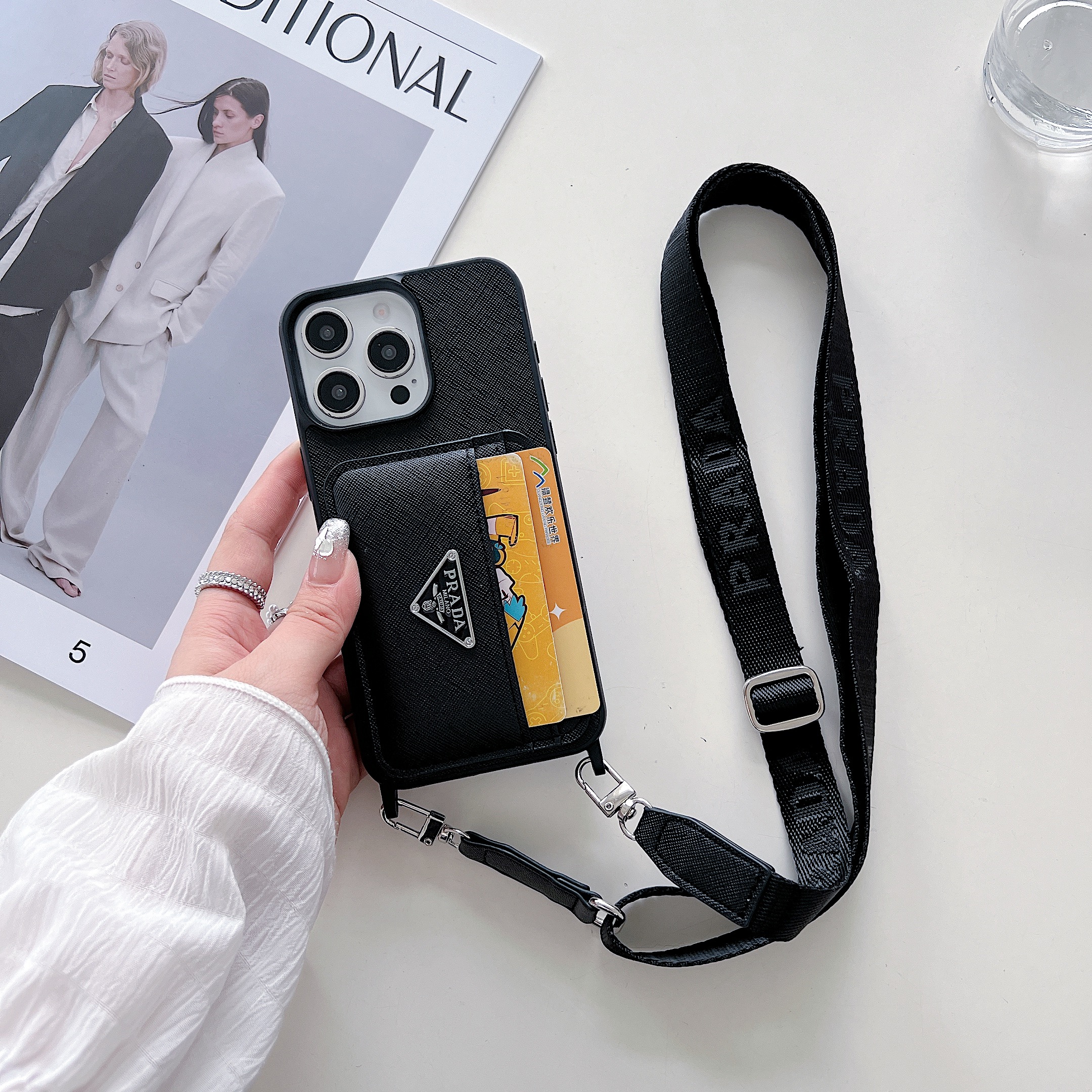 PR Case With Card Holder For iPhone Black-XFK241537-GTOCASE