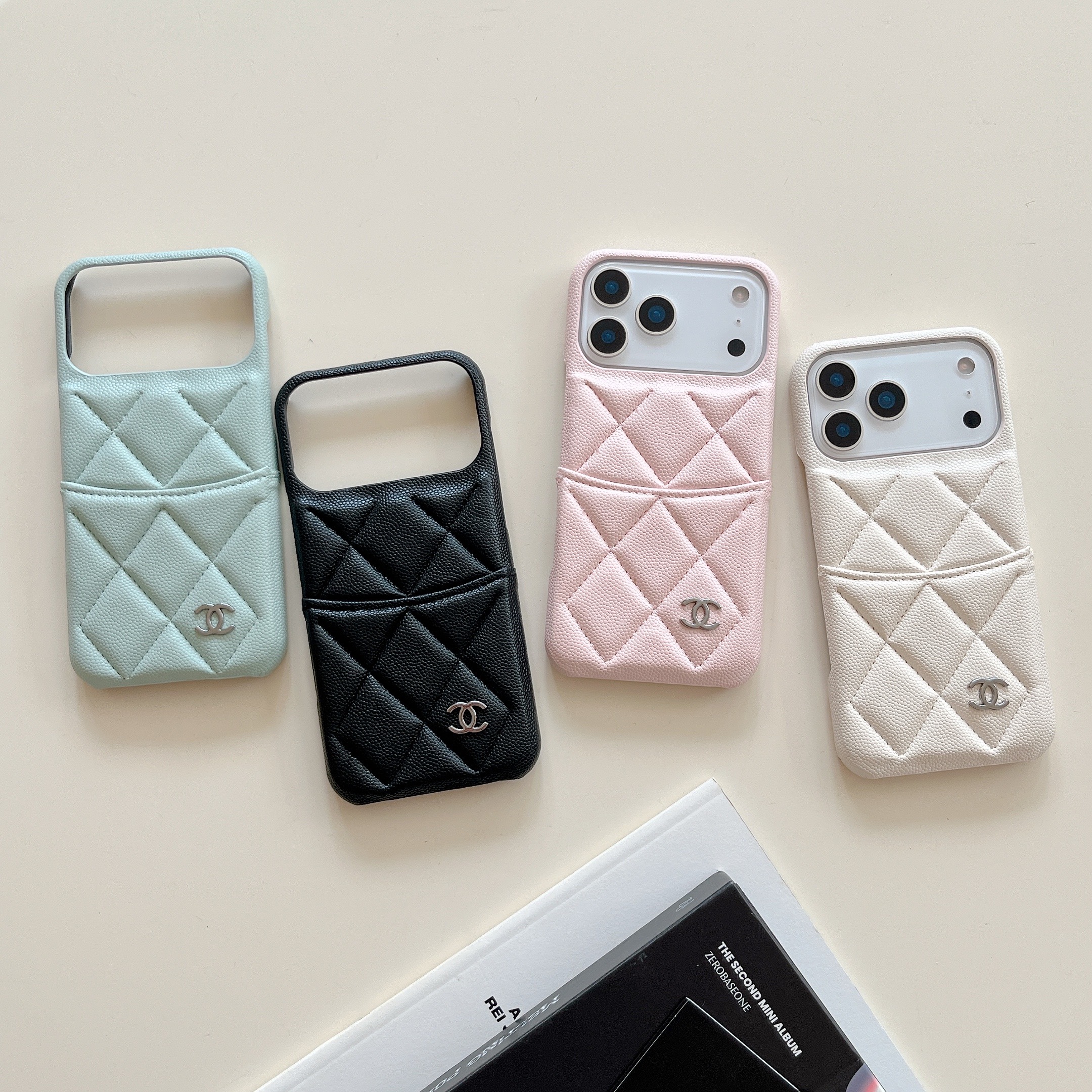 Leather CC iPhone Case With Card Holder Black For iPhone 17 Series-GECC024