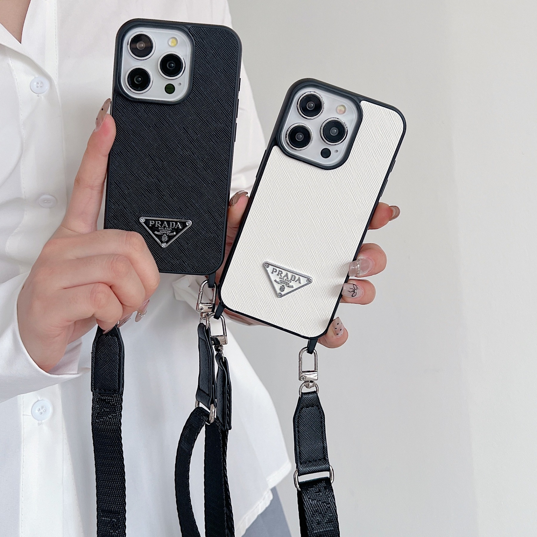 Leather PR Case With Strap For iPhone White-PGS241837-GTOCASE