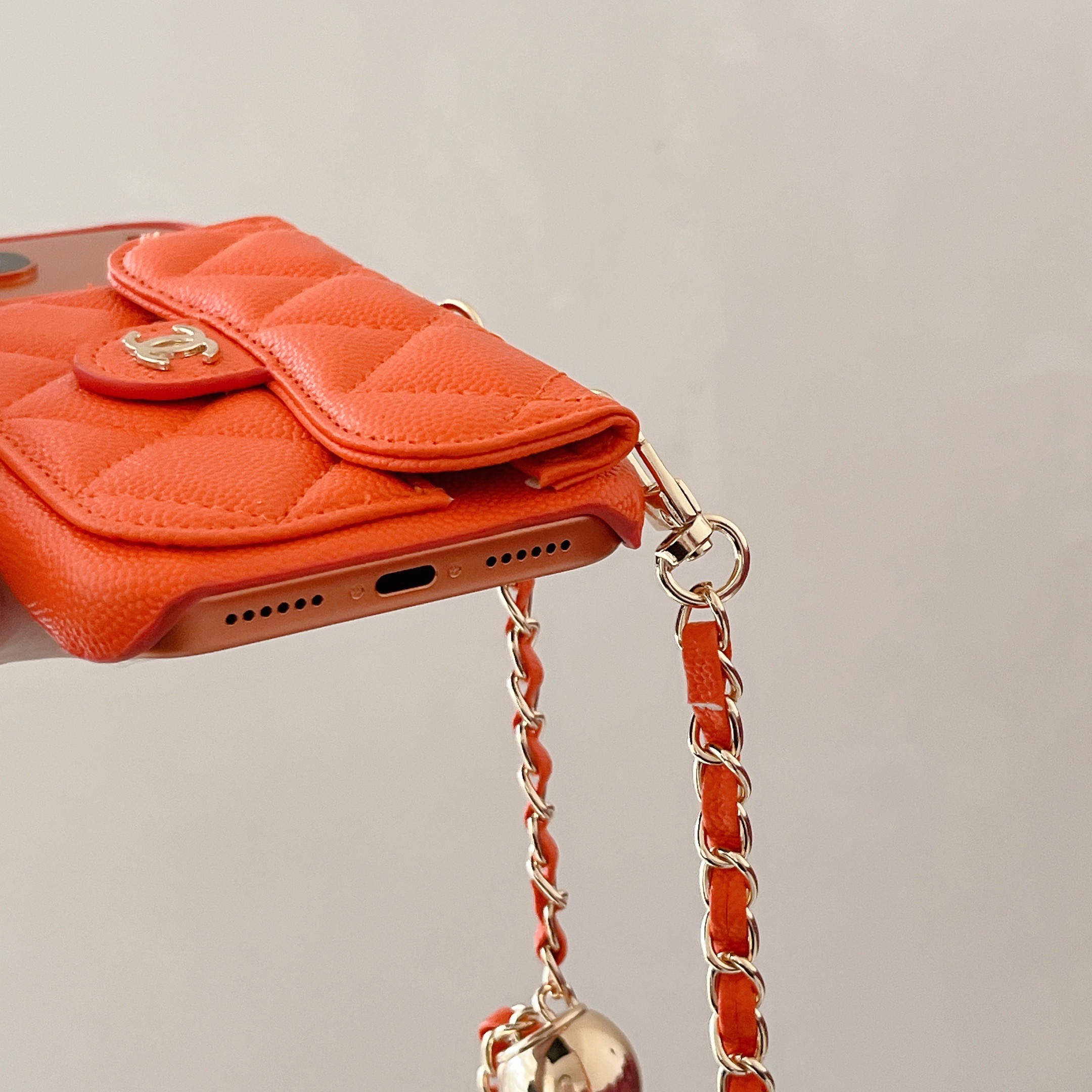 Textured Leather CC iPhone Case With Wallet And Crossbody Strap Coffee For iPhone 17 Series-GECC031