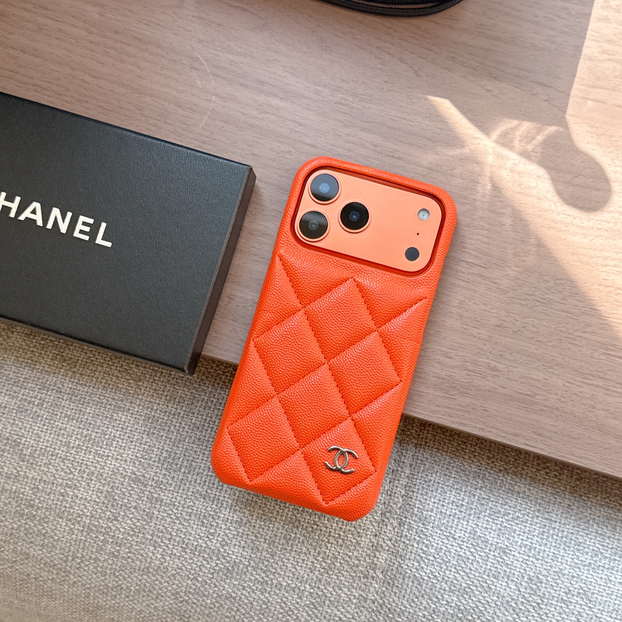 Elegant Leather CC iPhone Case Orange For iPhone 17 Series-GECC035