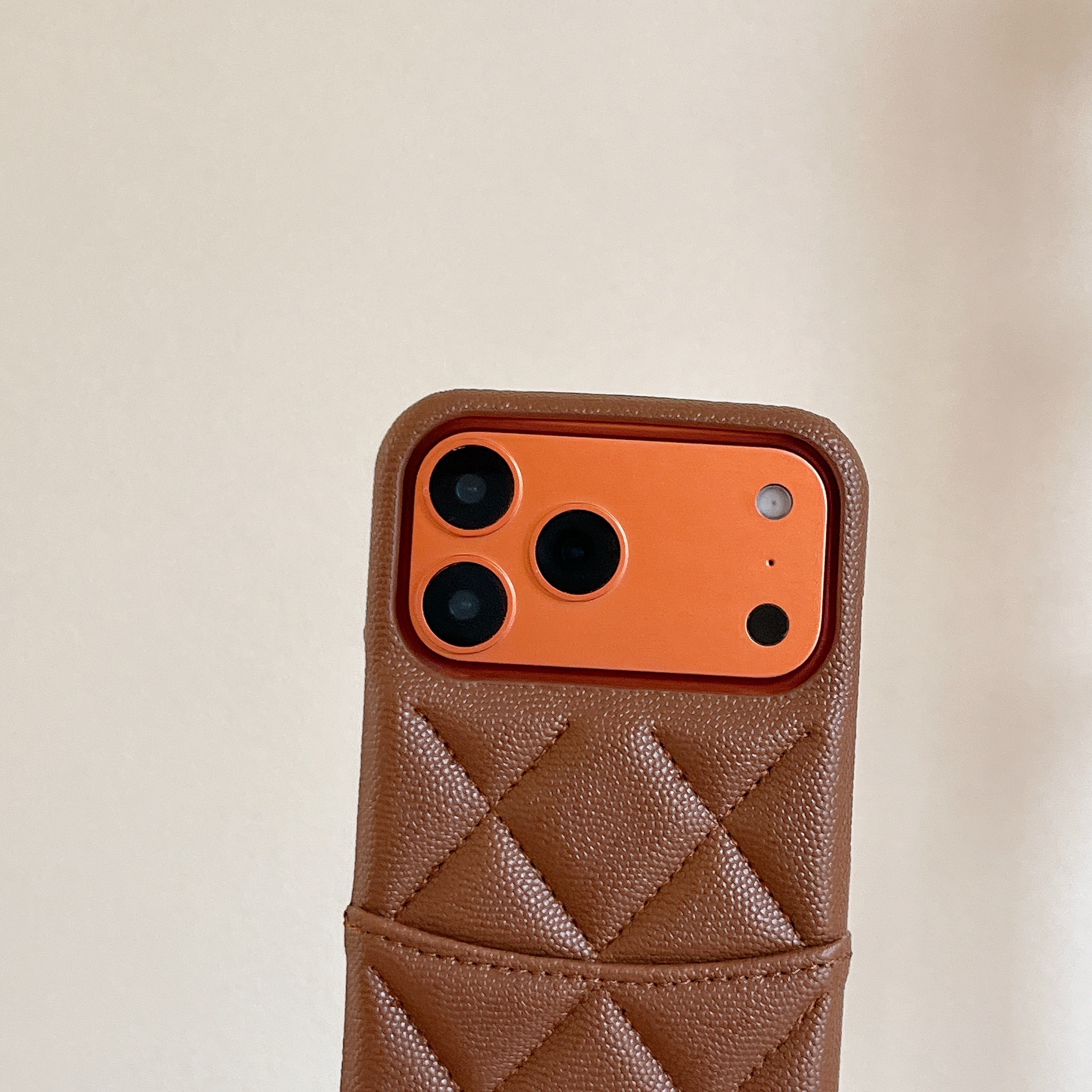Classic Leather CC iPhone Case With Card Holder Brown For iPhone 17 Series-GECC034