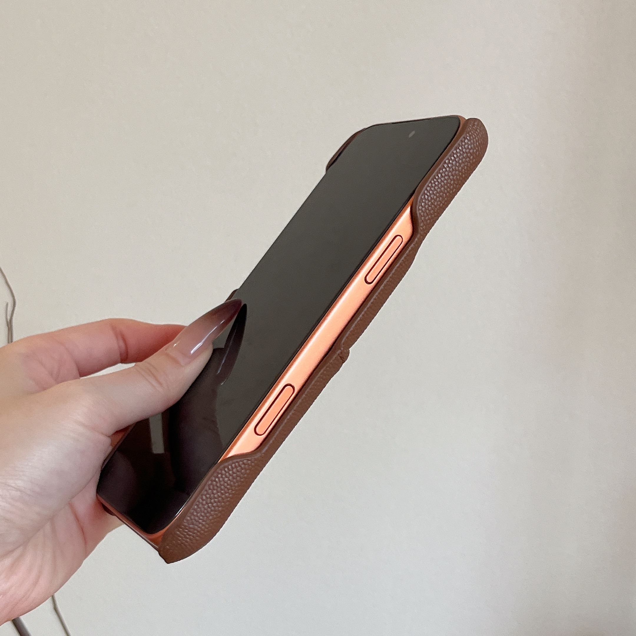 Classic Leather CC iPhone Case With Card Holder Brown For iPhone 17 Series-GECC034