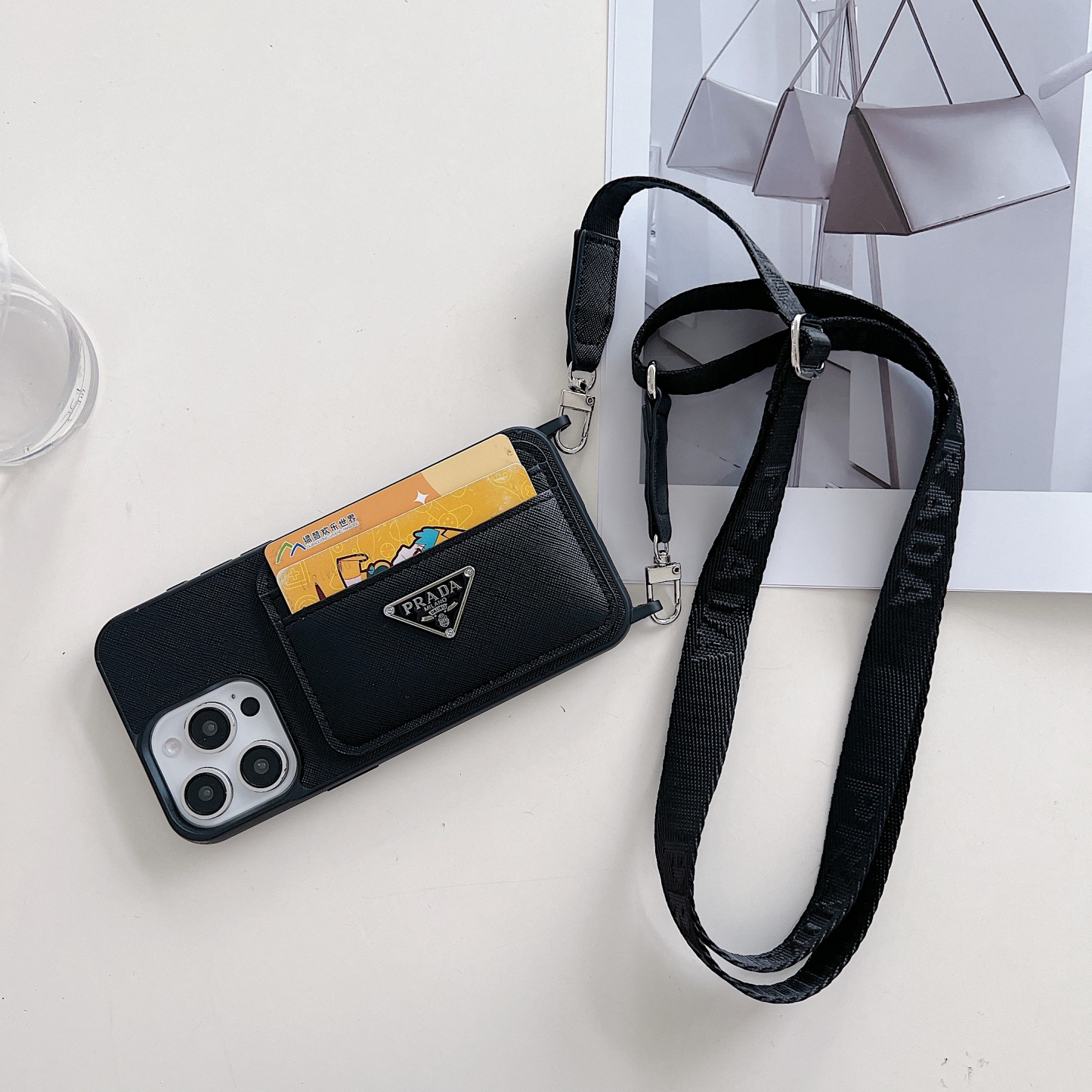 PR Case With Card Holder For iPhone Black-XFK241537-GTOCASE