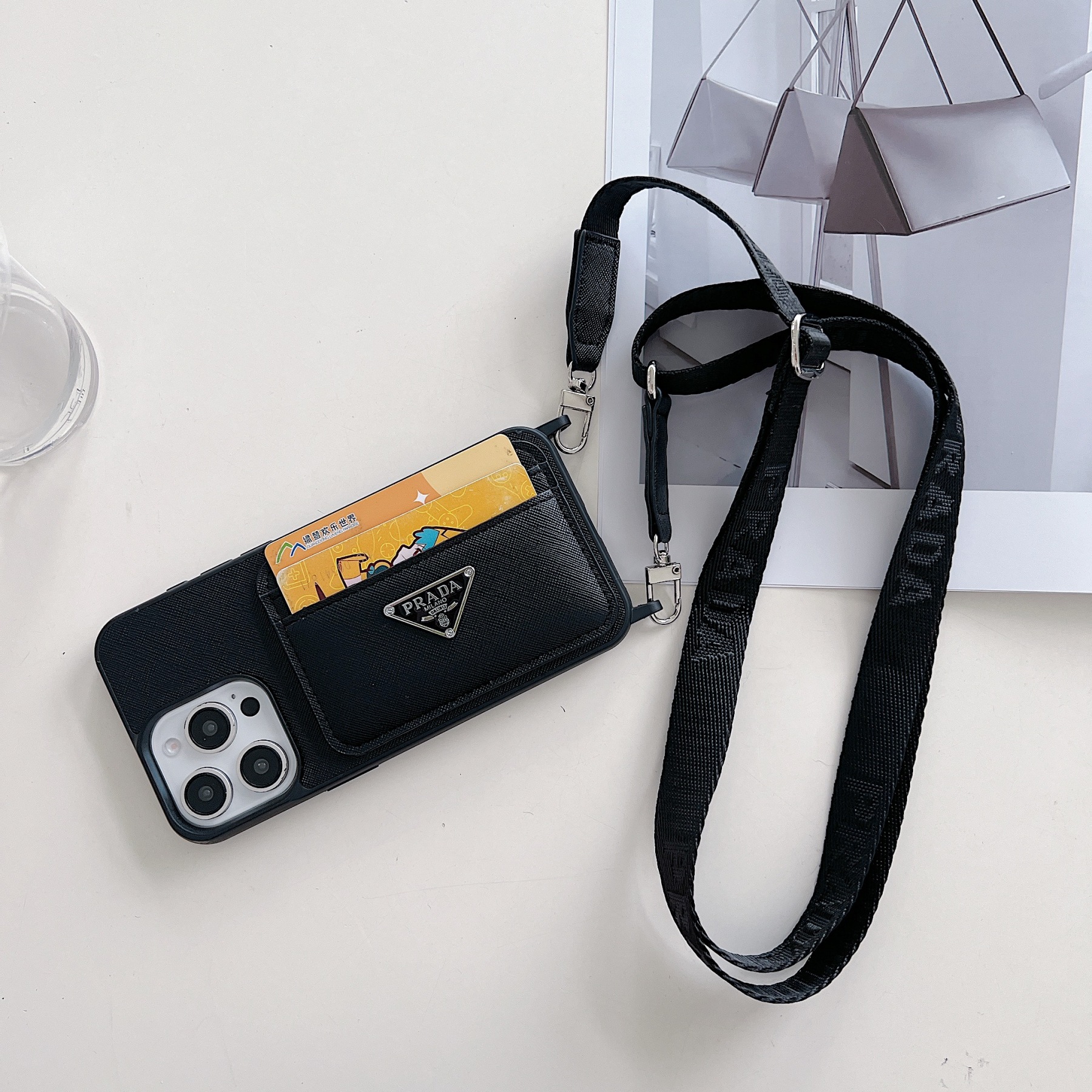 PR Case With Card Holder For iPhone Black-XFK241537-GTOCASE