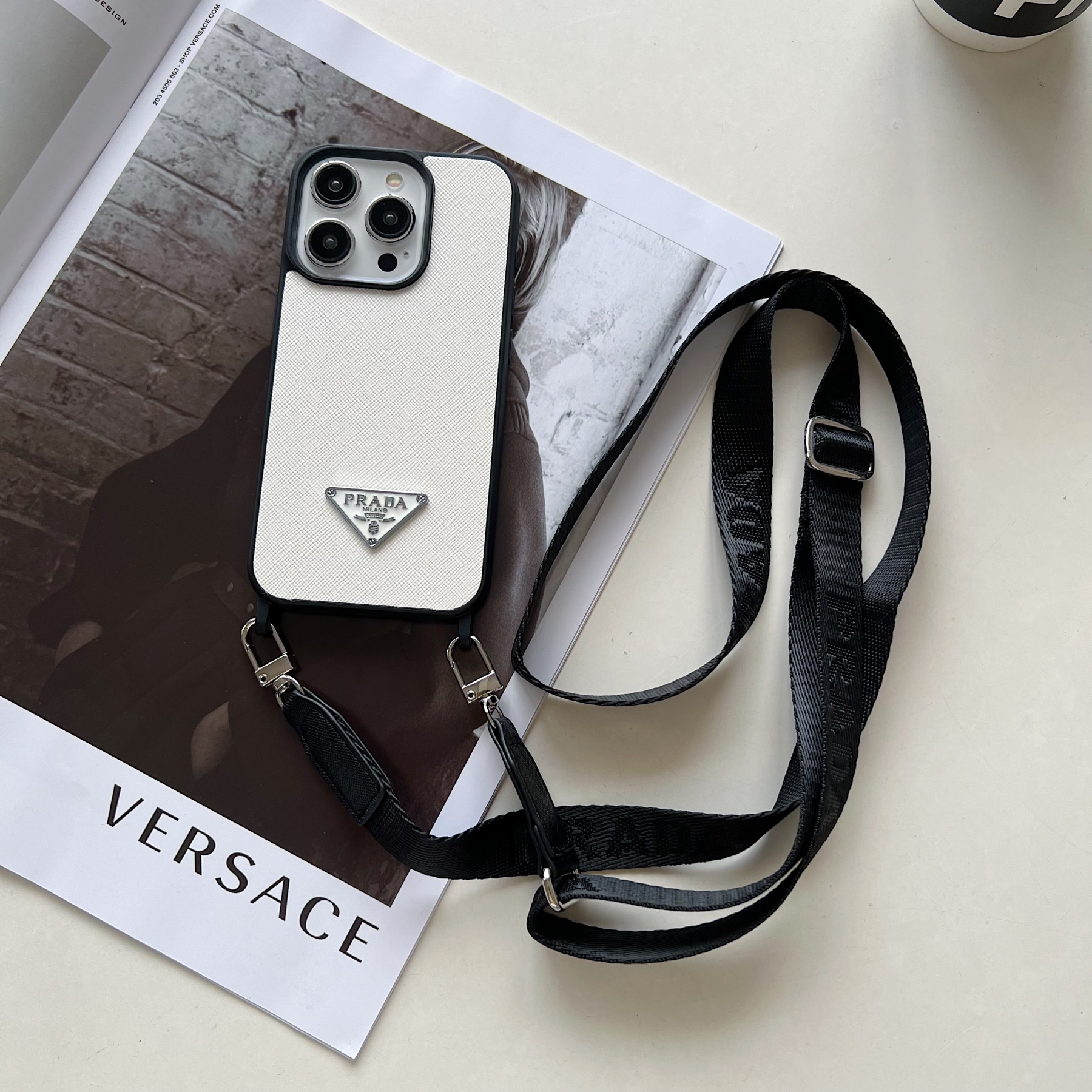 Leather PR Case With Strap For iPhone White-PGS241837-GTOCASE