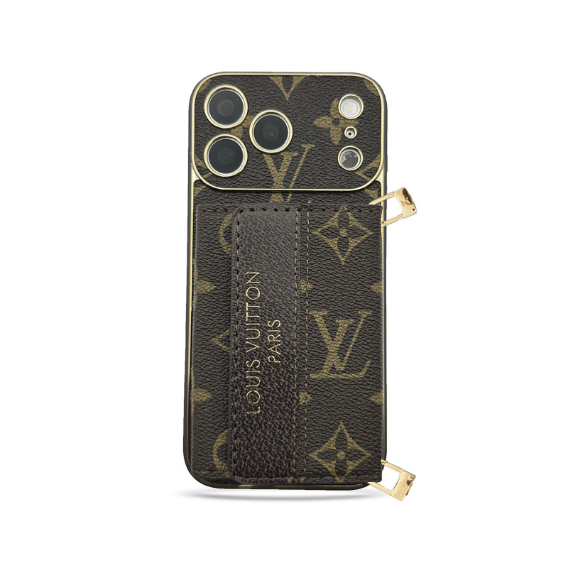 Refined Leather Monogram iPhone Case With Wallet And Crossbody Strap For iPhone 17 Series-GELV146