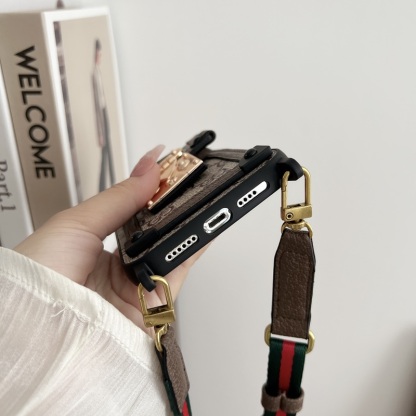 GG iPhone Case With Wallet And Strap Black -TDK240330-GTOCASE