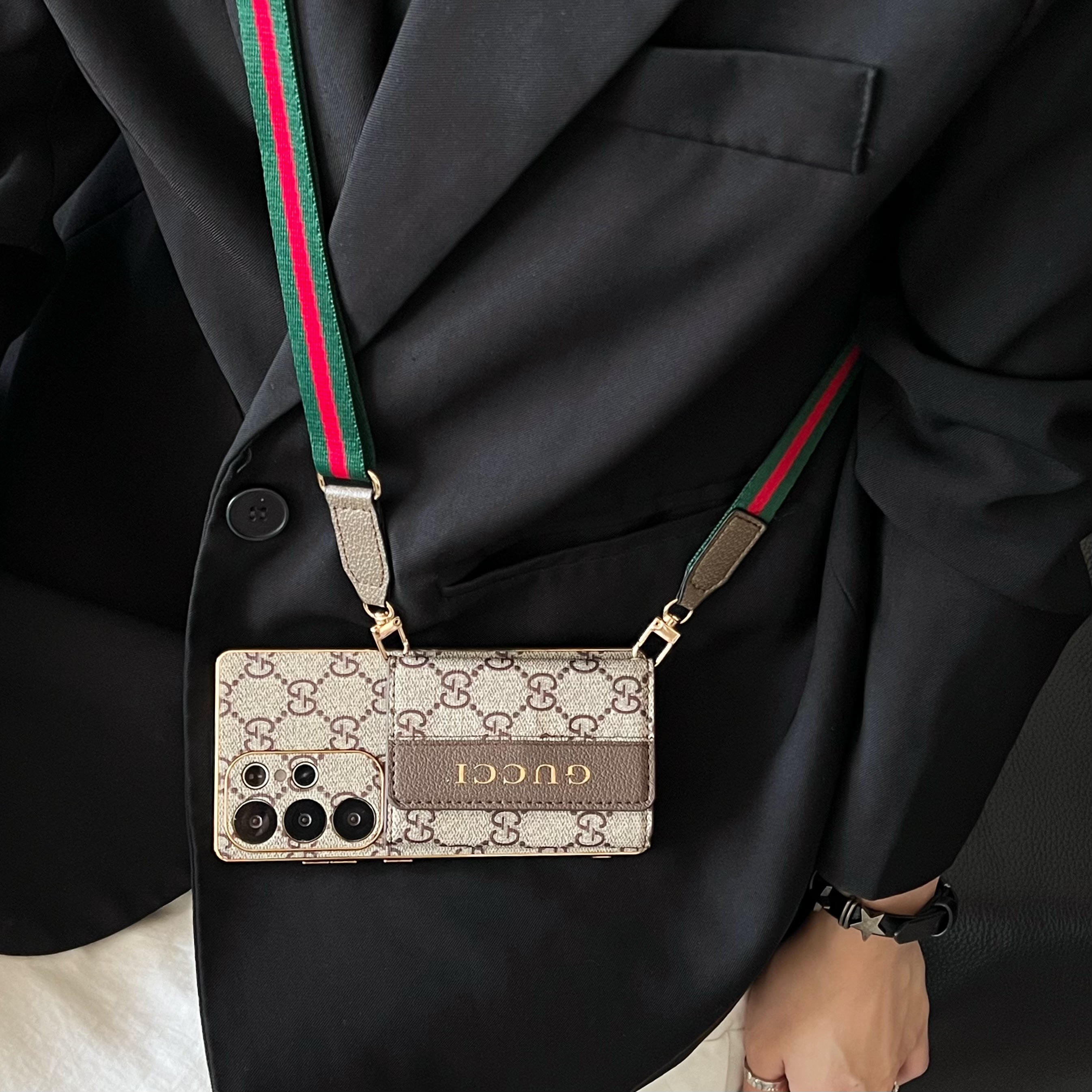 Premium Leather GG Samsung Galaxy S Series Case With Wallet And Crossbody Strap-GEGG113