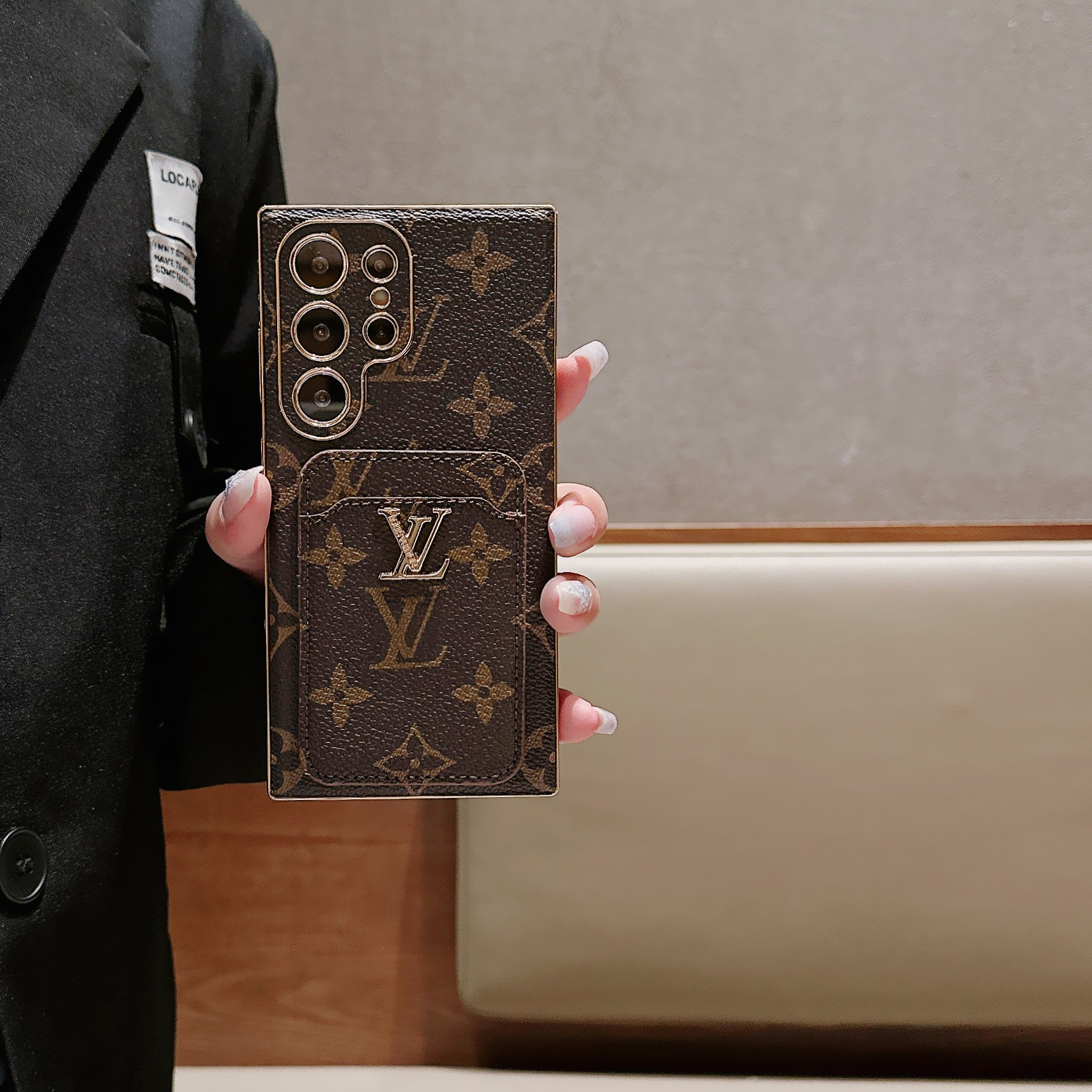 Leather Monogram Samsung Galaxy S Series Case With Card Holder Big Printing -CKK251506-GTOCASE